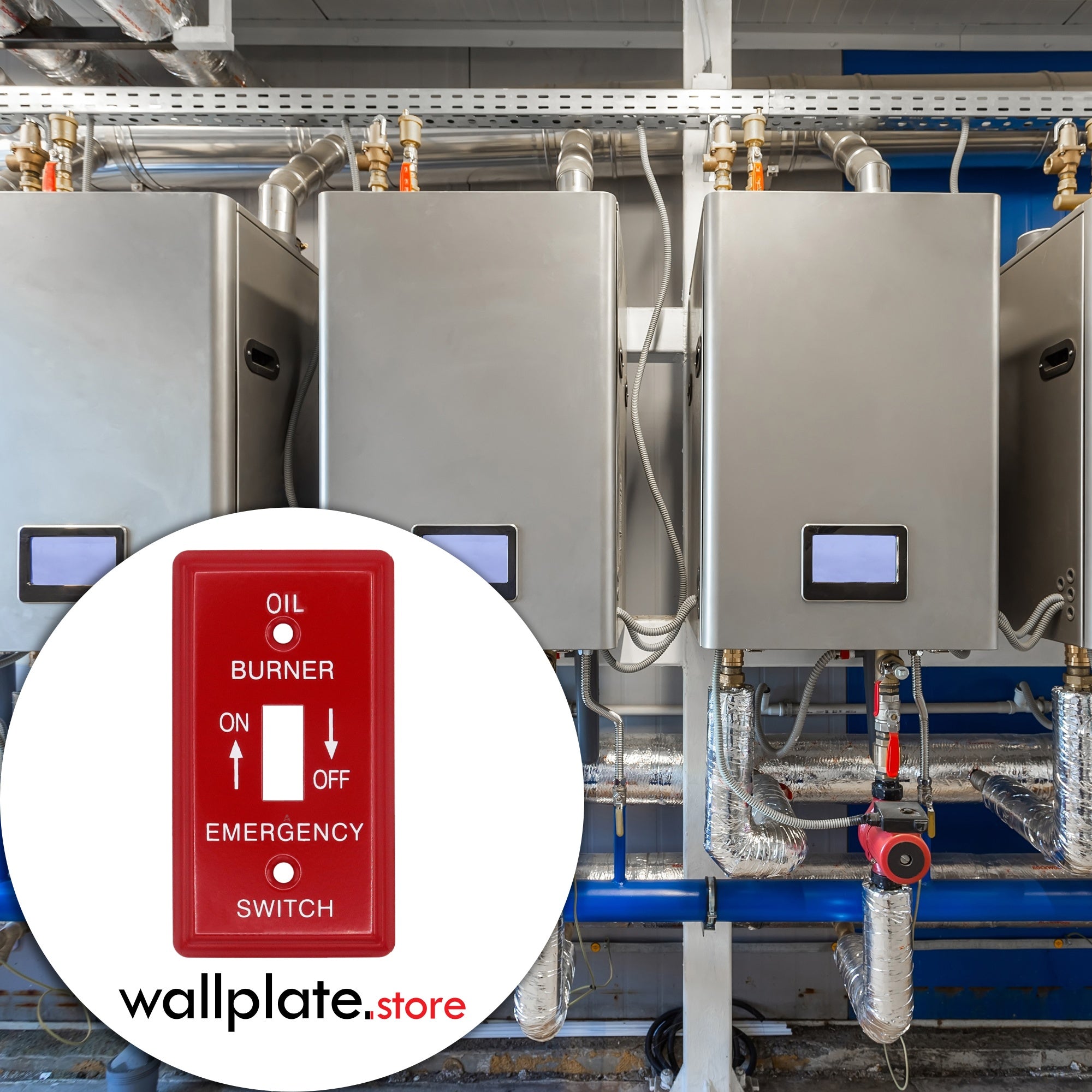 1 Gang Utility Size Red Metal Emergency Oil Burner Wall Plate