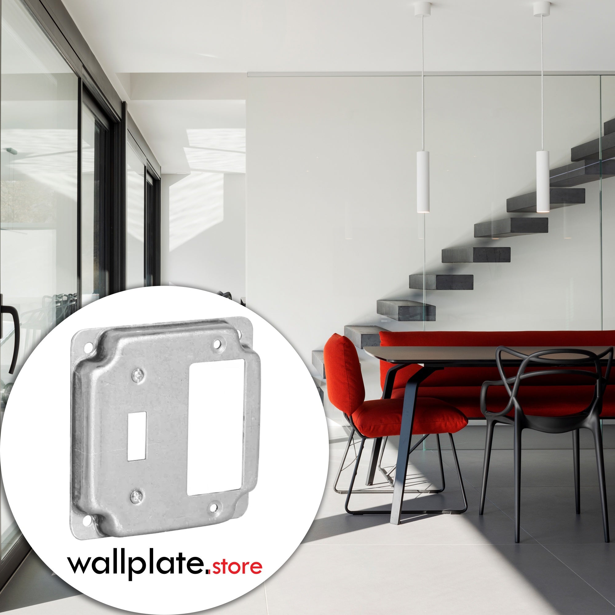 4 inch Square Galvanized Steel Toggle and Rocker Switch Electrical Box Cover