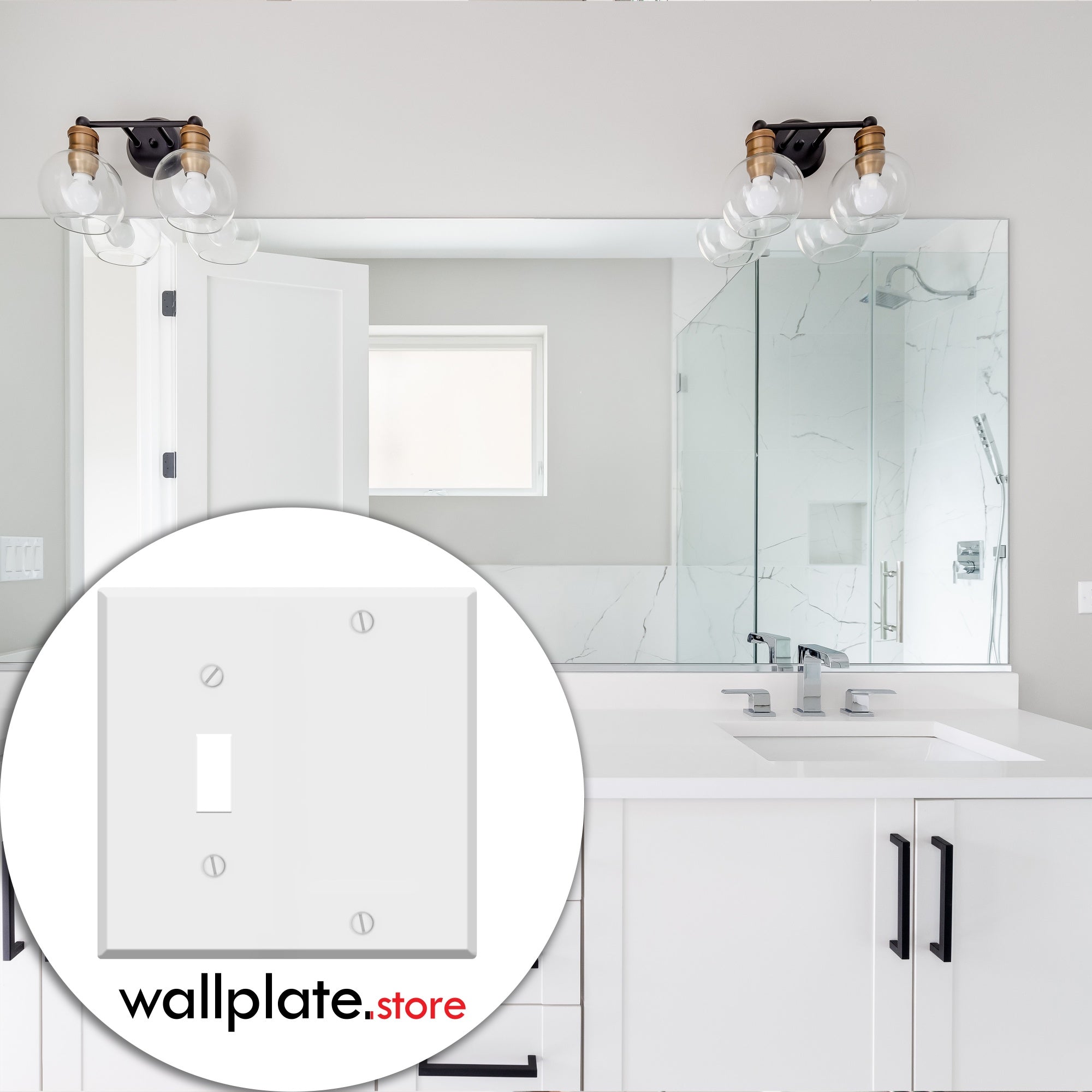 2-Gang White Metal Toggle + Blank Wall Plate – Made in the USA