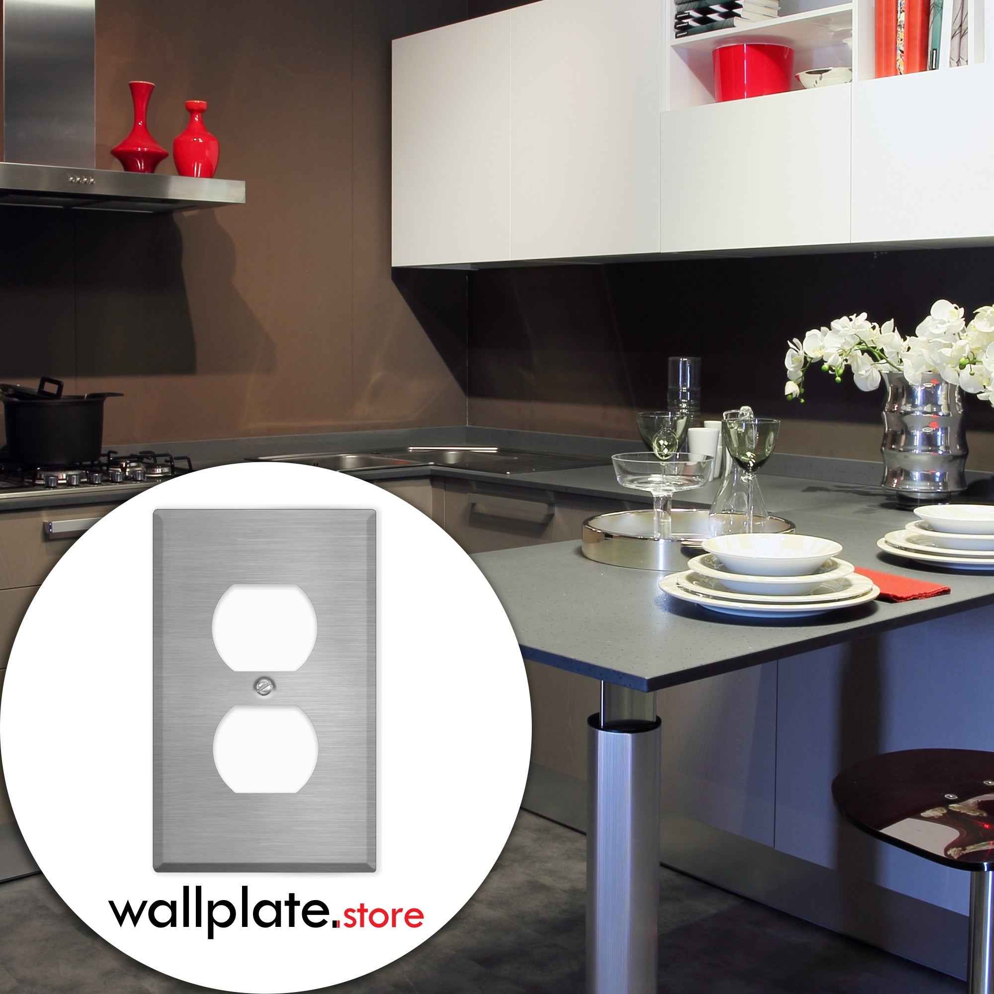 1 Gang Stainless Steel Duplex Receptacle Wallplate Outlet Cover | Made in USA