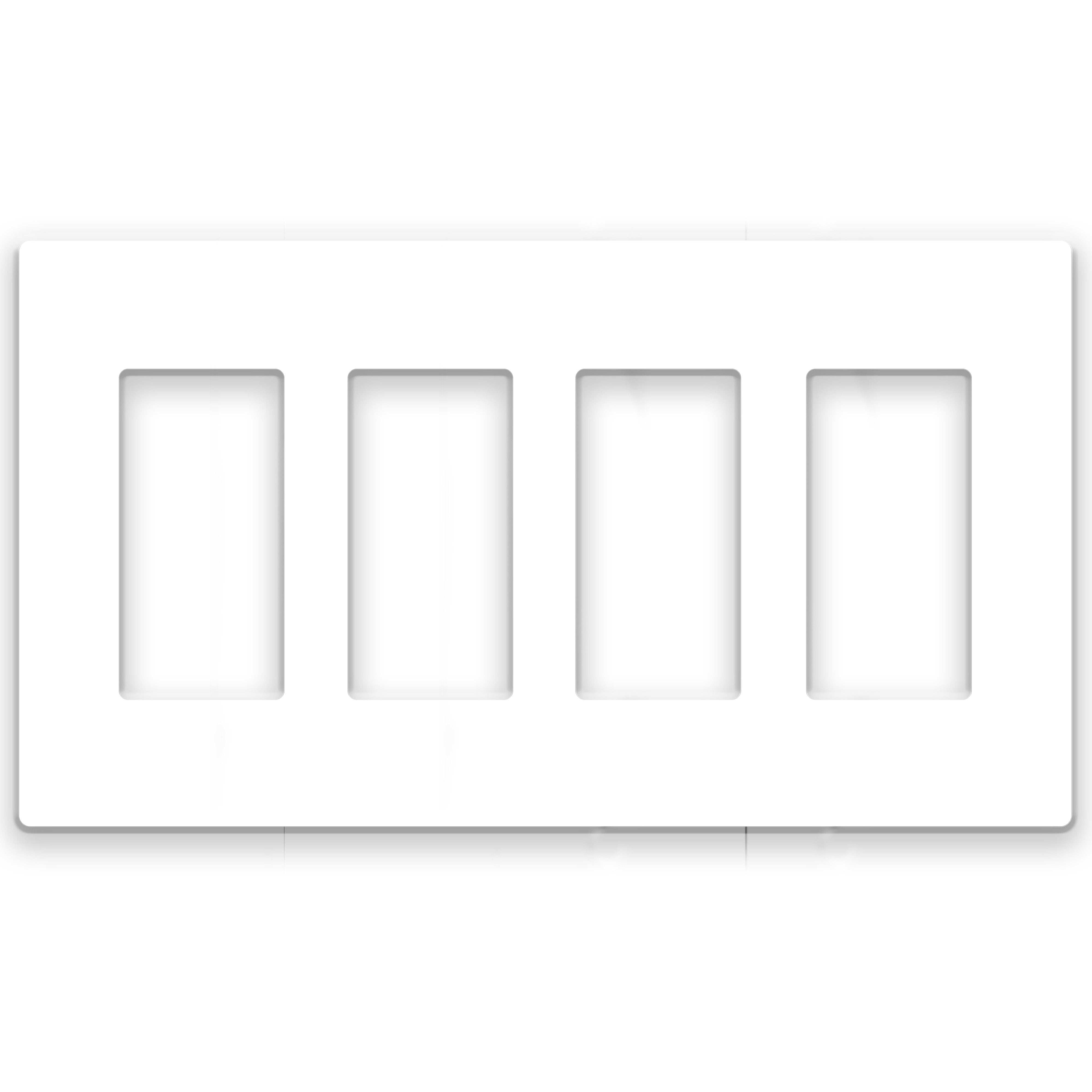 4 Gang White Screwless Rocker Switch Wall Plate