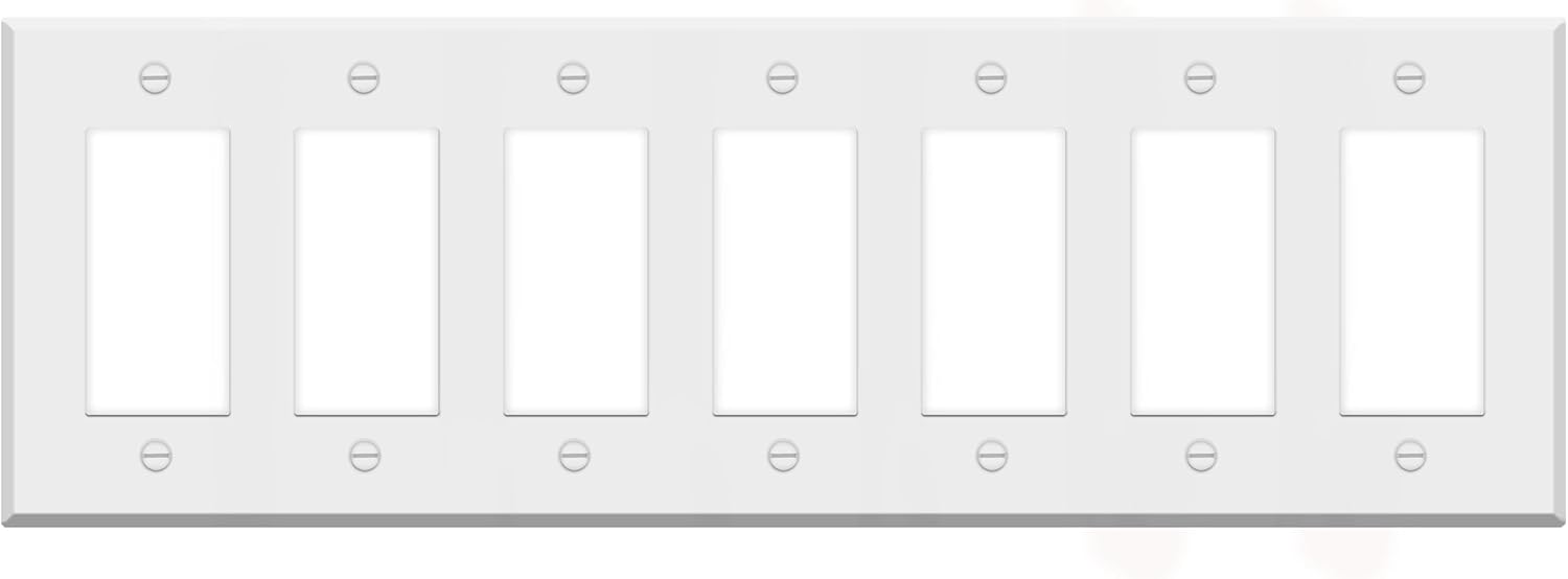 7 Gang White Metal Decora® Rocker GFCI Switch Wall Plate Cover