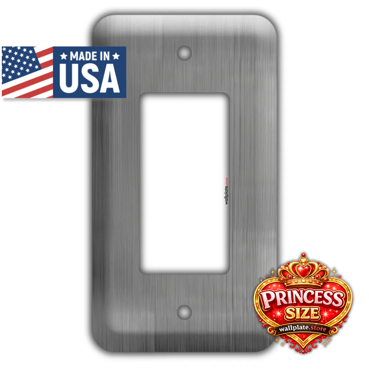 1-Gang Stainless Steel, Princess Size Decora® Rocker/GFCI Switch Wall Plate – Made in USA
