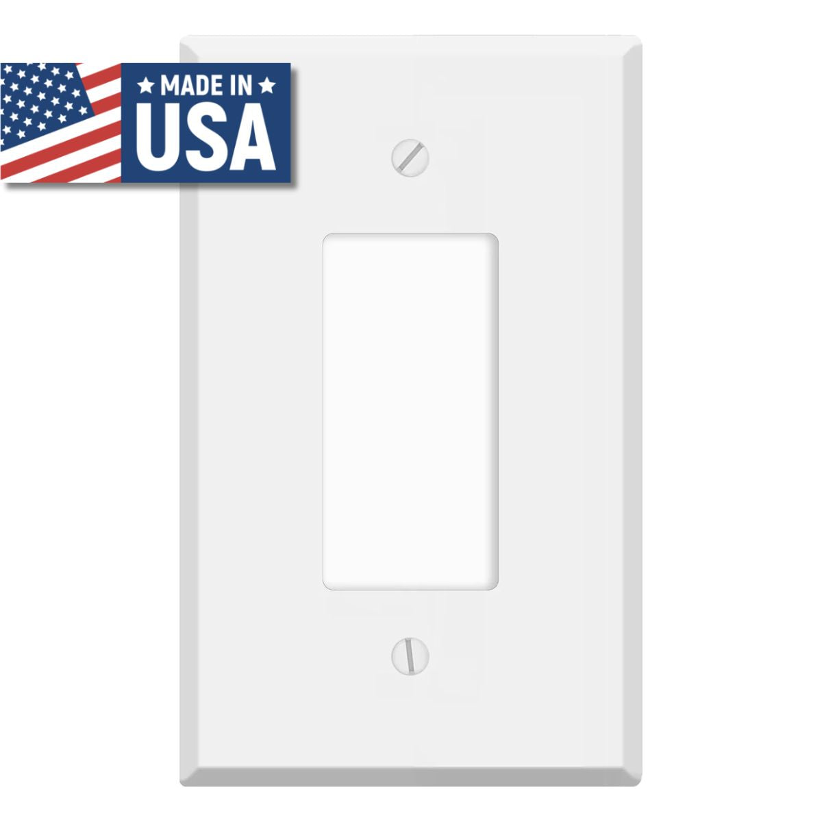1-Gang Oversize Wall Plate Cover – Compatible with Decora® Devices – White Painted Metal – Made in USA