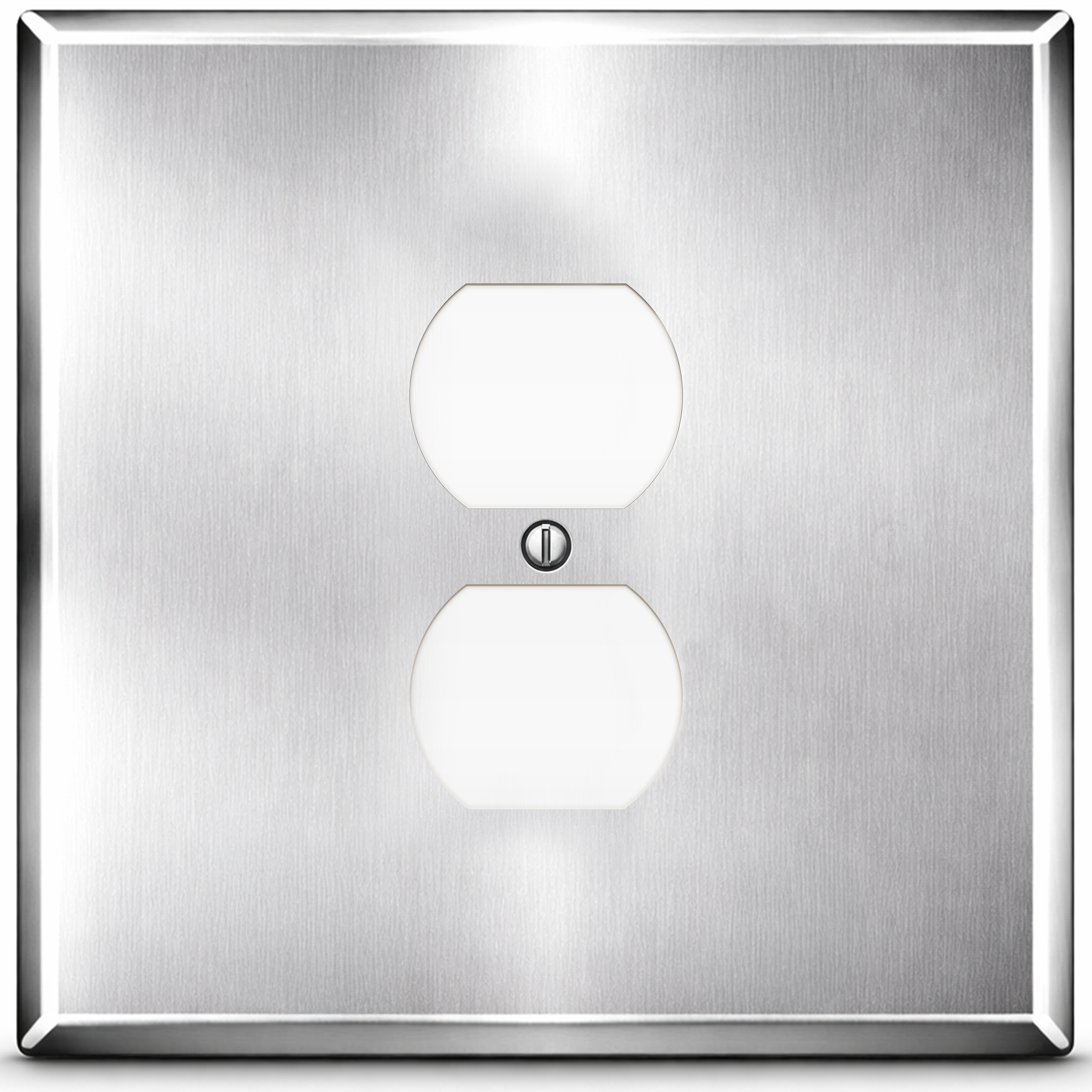 2 Gang Stainless Steel Jumbo with 1 Centered Duplex Receptacle Wallplate