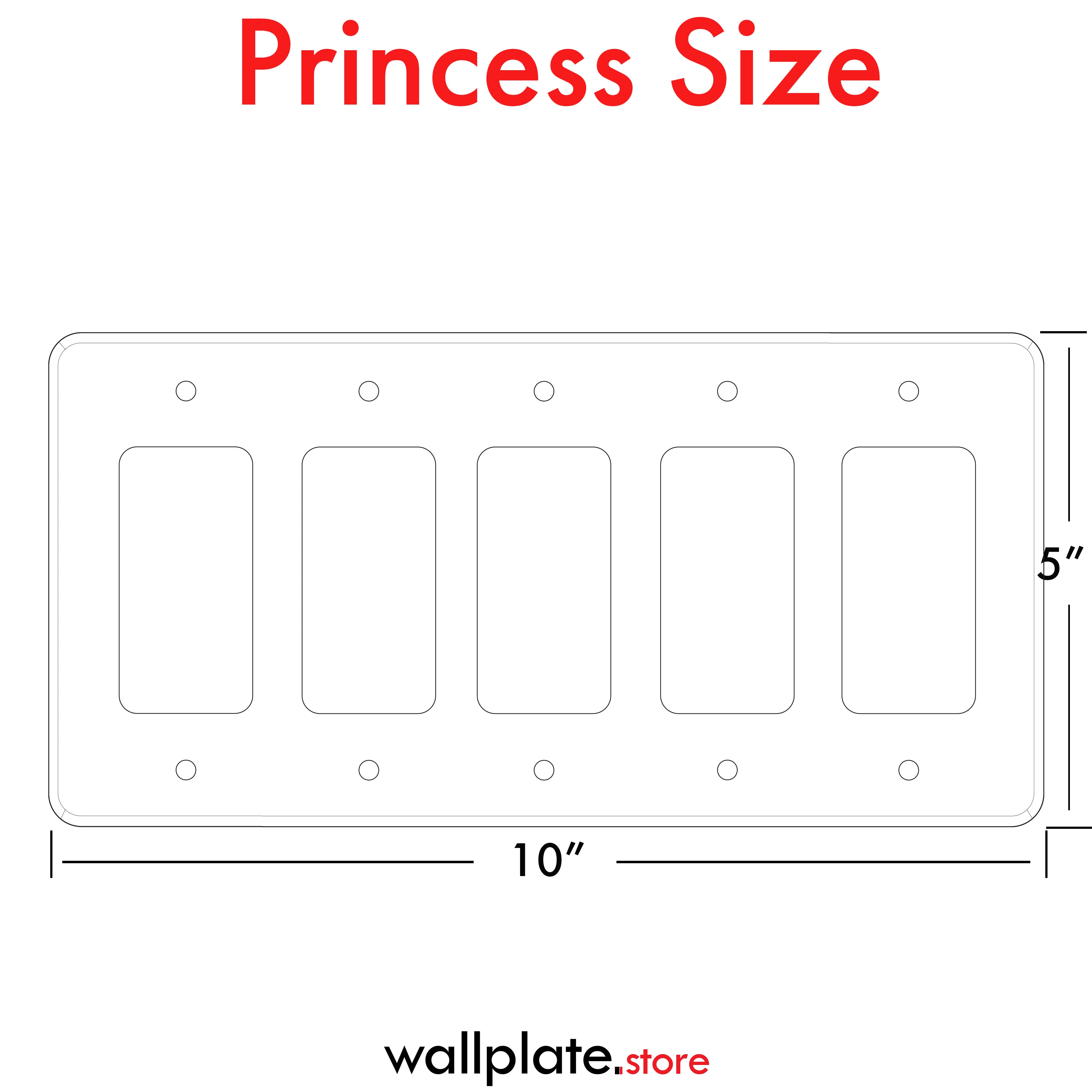 5-Gang Princess Size Decora® Rocker/GFCI Switch Wall Plate – Made in USA
