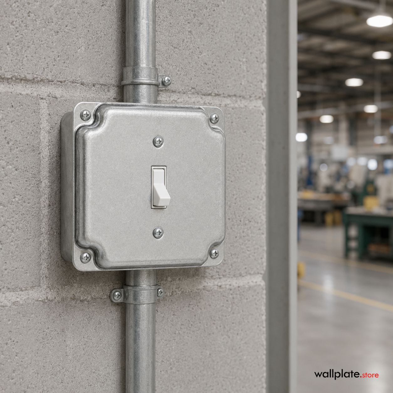 4 Inch Square Galvanized Steel Toggle Switch Exposed Work Electrical Box Cover