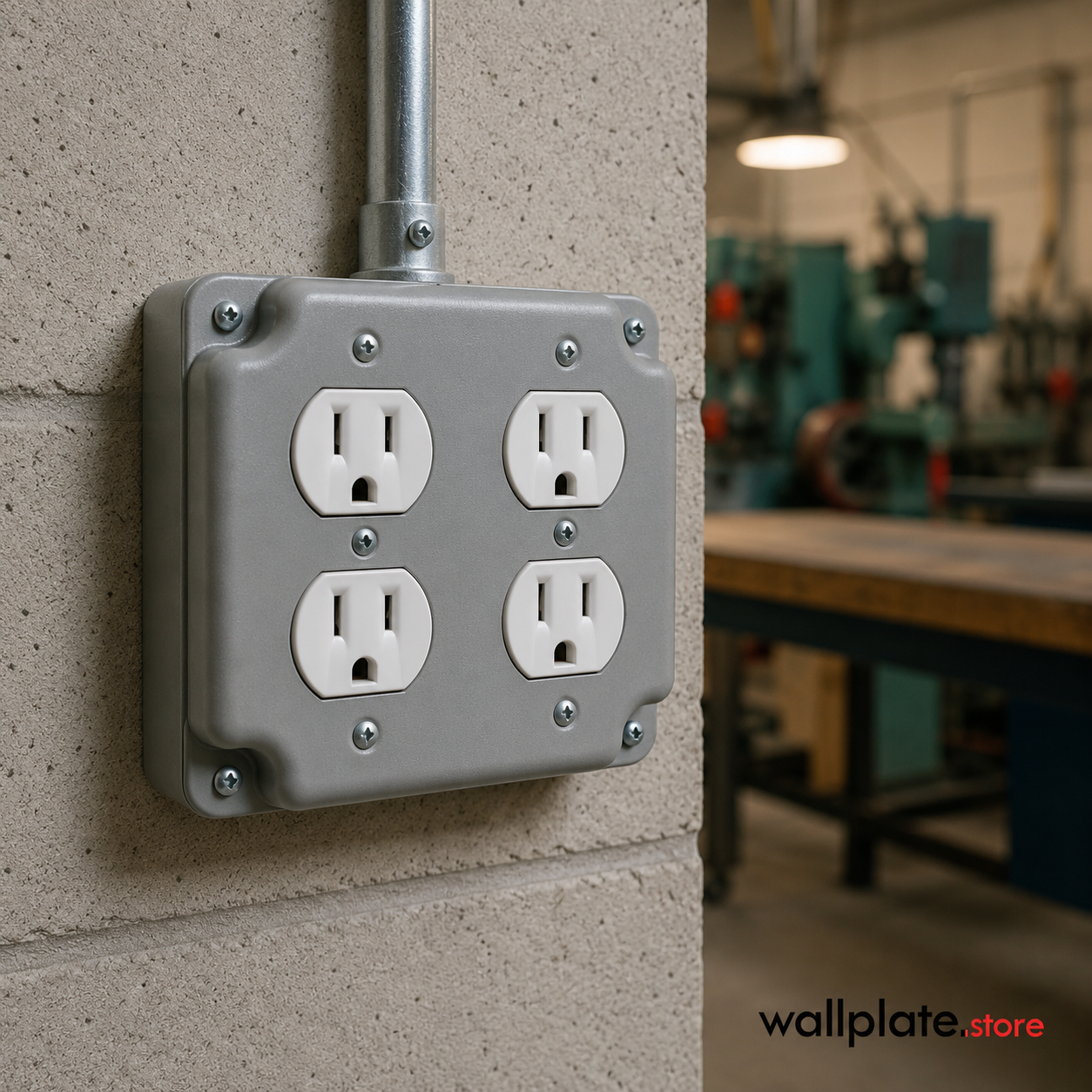 4-Inch Square Metal Box Cover, Raised 1/2 Inch, for (2) Duplex Receptacles