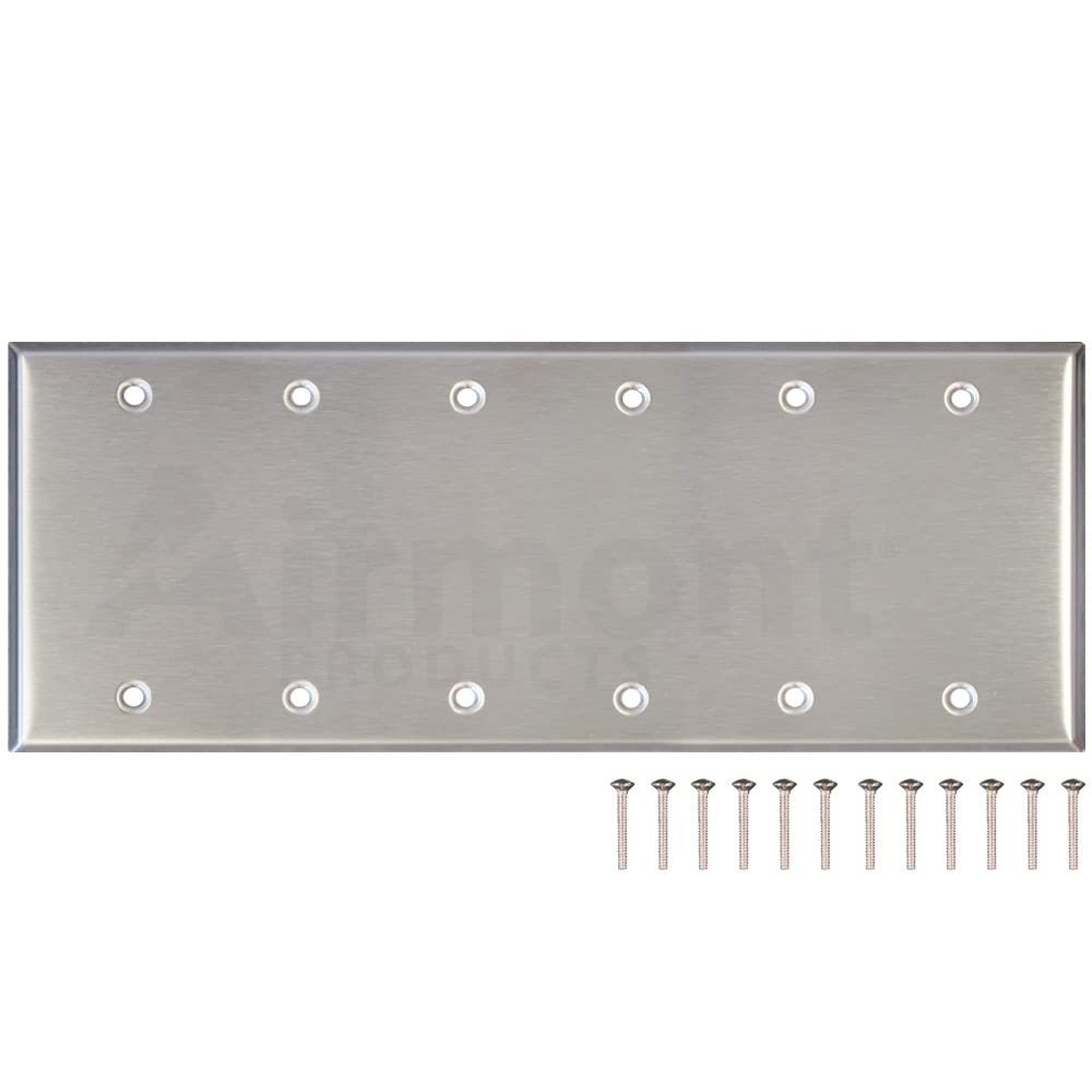 6 Gang Stainless Steel Blank Wall Plate
