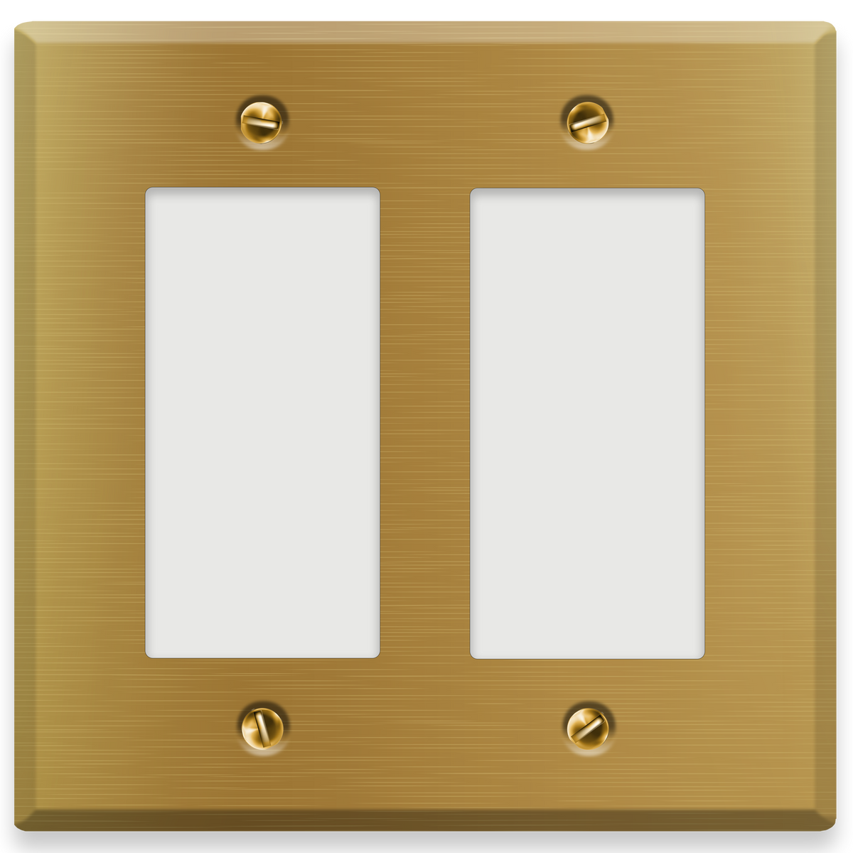 2-Gang Standard Brass Wall Plate โ 2 Decora/GFCI Openings โ Satin Brass