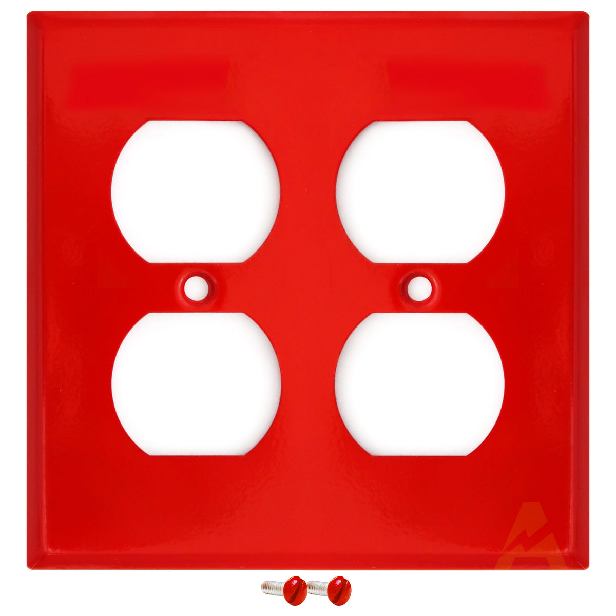 2-Gang Standard Metal Wall Plate โ 2 Duplex Receptacles โ Red Semi-Gloss