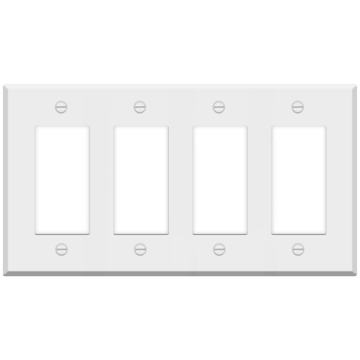 4 Gang White Metal Rocker Switch Wall Plate