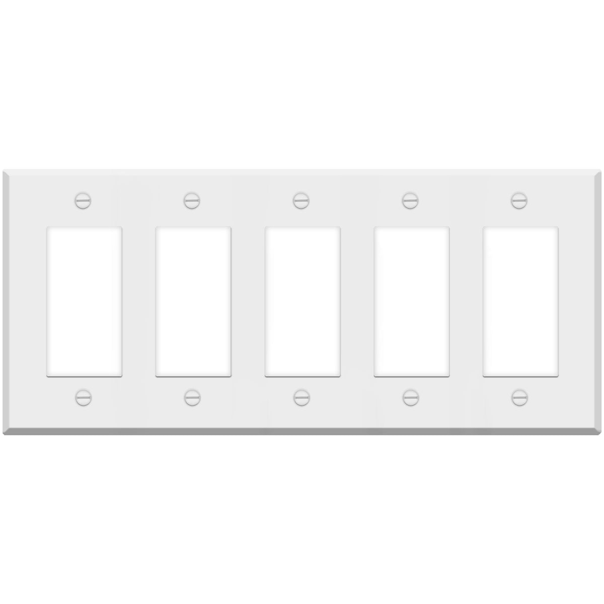 5 Gang White Metal Rocker Switch Wall Plate