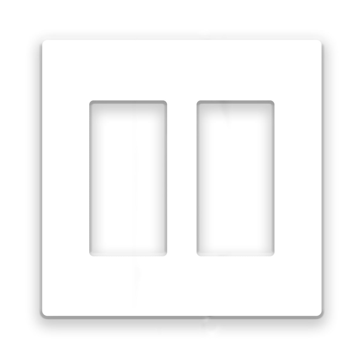 2-Gang Standard Screwless Plastic Wall Plate – 2 Decora/GFCI Openings – White