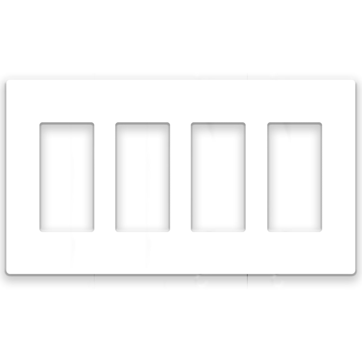 4-Gang White Screwless Rocker Switch Wall Plate