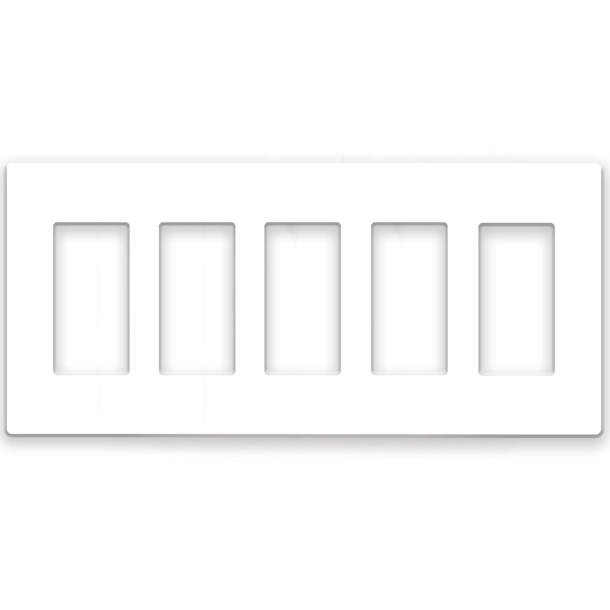 5-Gang White Screwless Rocker Switch Wall Plate