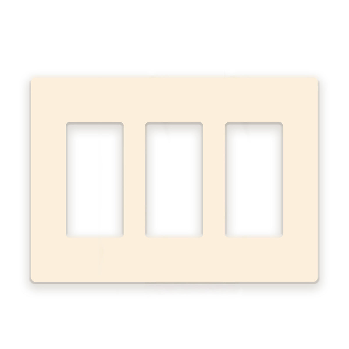 3-Gang Standard Screwless Plastic Wall Plate – 3 Decora/GFCI Openings – Light Almond