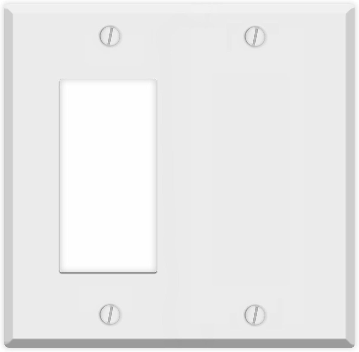 2 Gang standard size White Metal Rocker Switch and Blank Wall plate