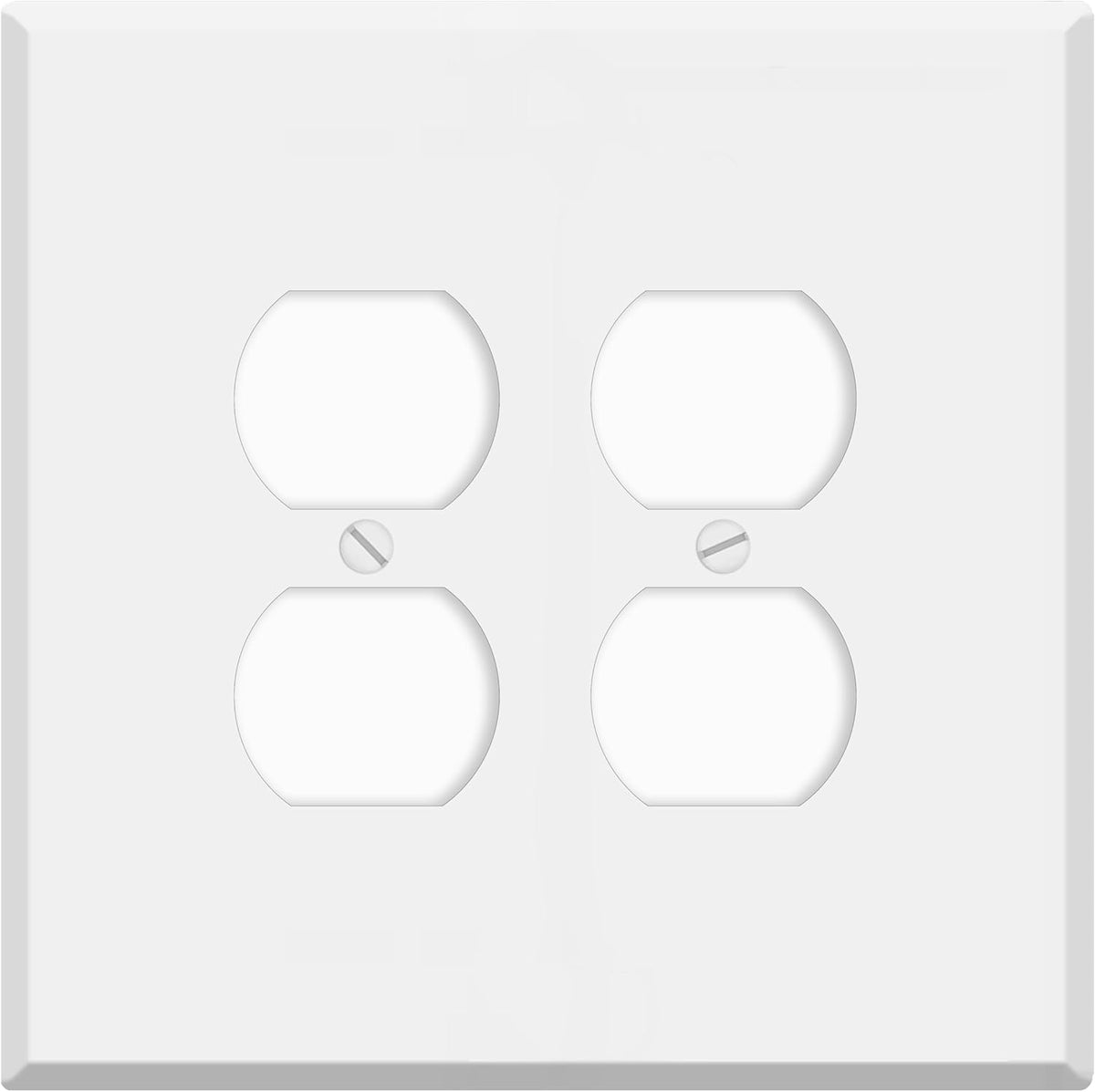 2 Gang Oversized White Metal Duplex Receptacle Cover