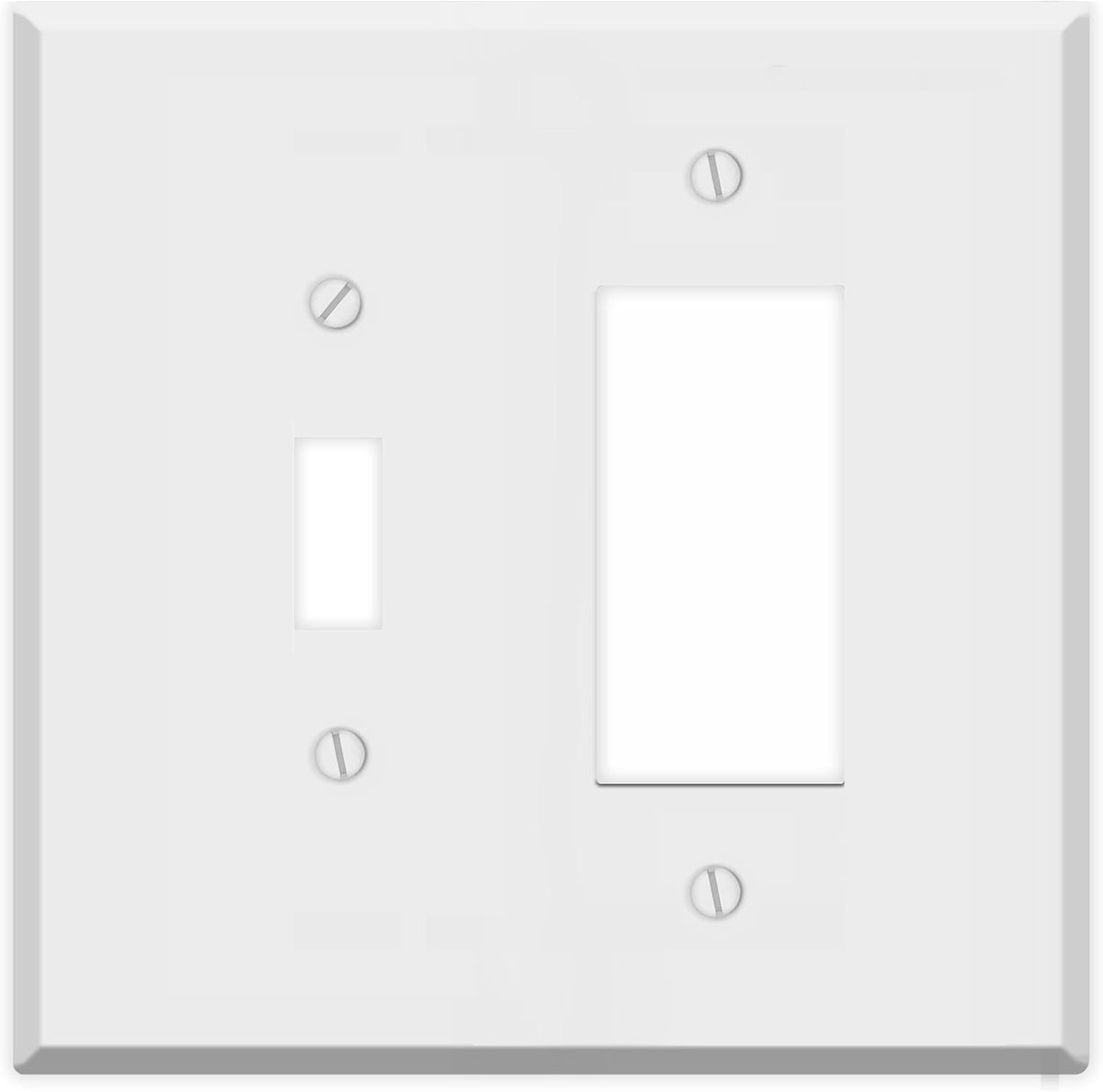 2-Gang Oversize Metal Wall Plate โ 1 Toggle + 1 Decora/GFCI Opening โ White Semi-Gloss