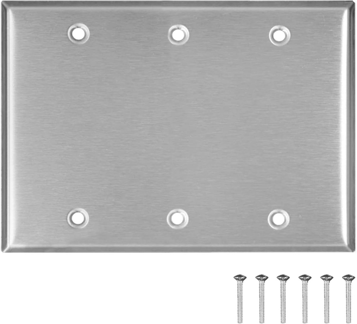 3 Gang Stainless Steel Blank Wall Plate