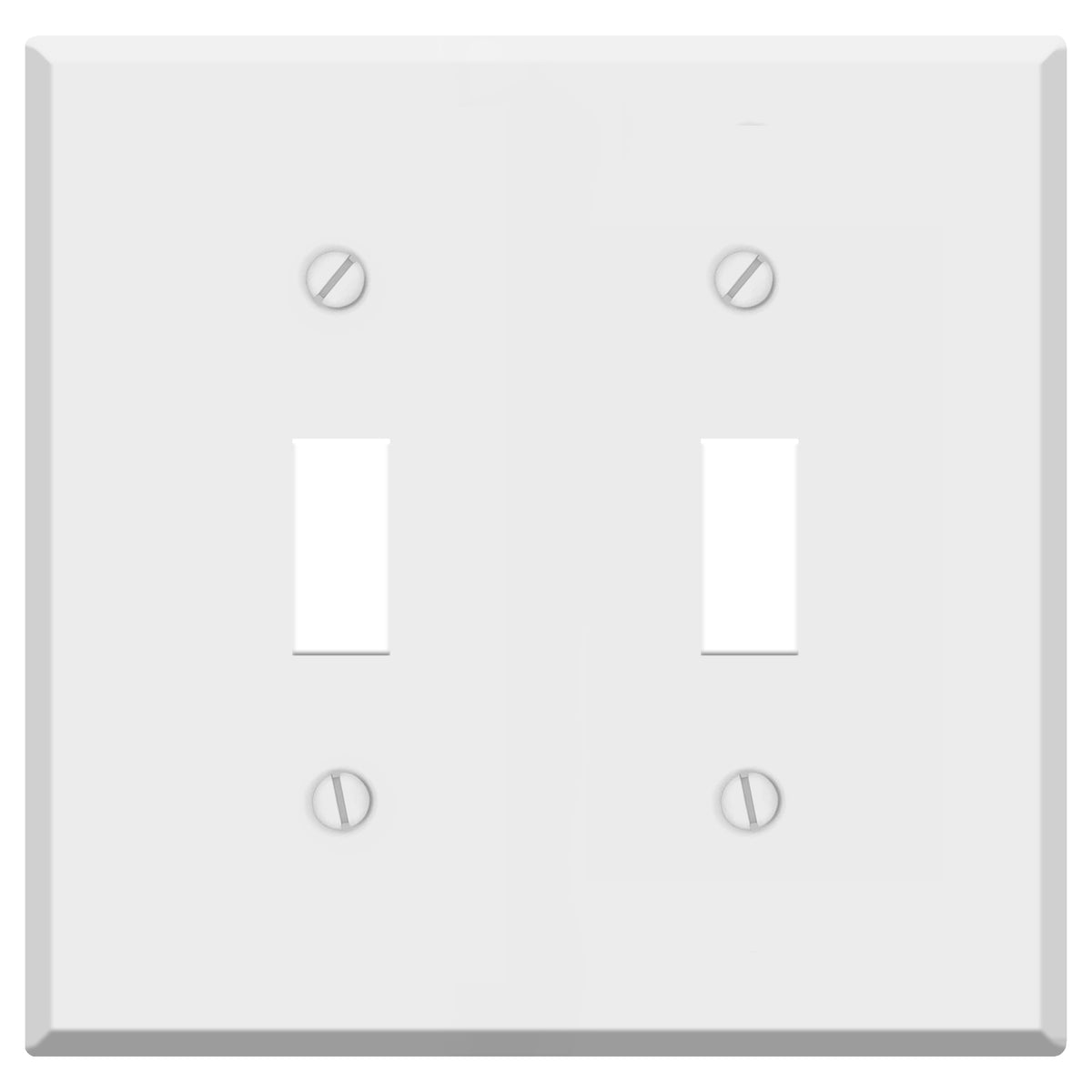 2 Gang White Metal Toggle Switch Wall Plate Cover