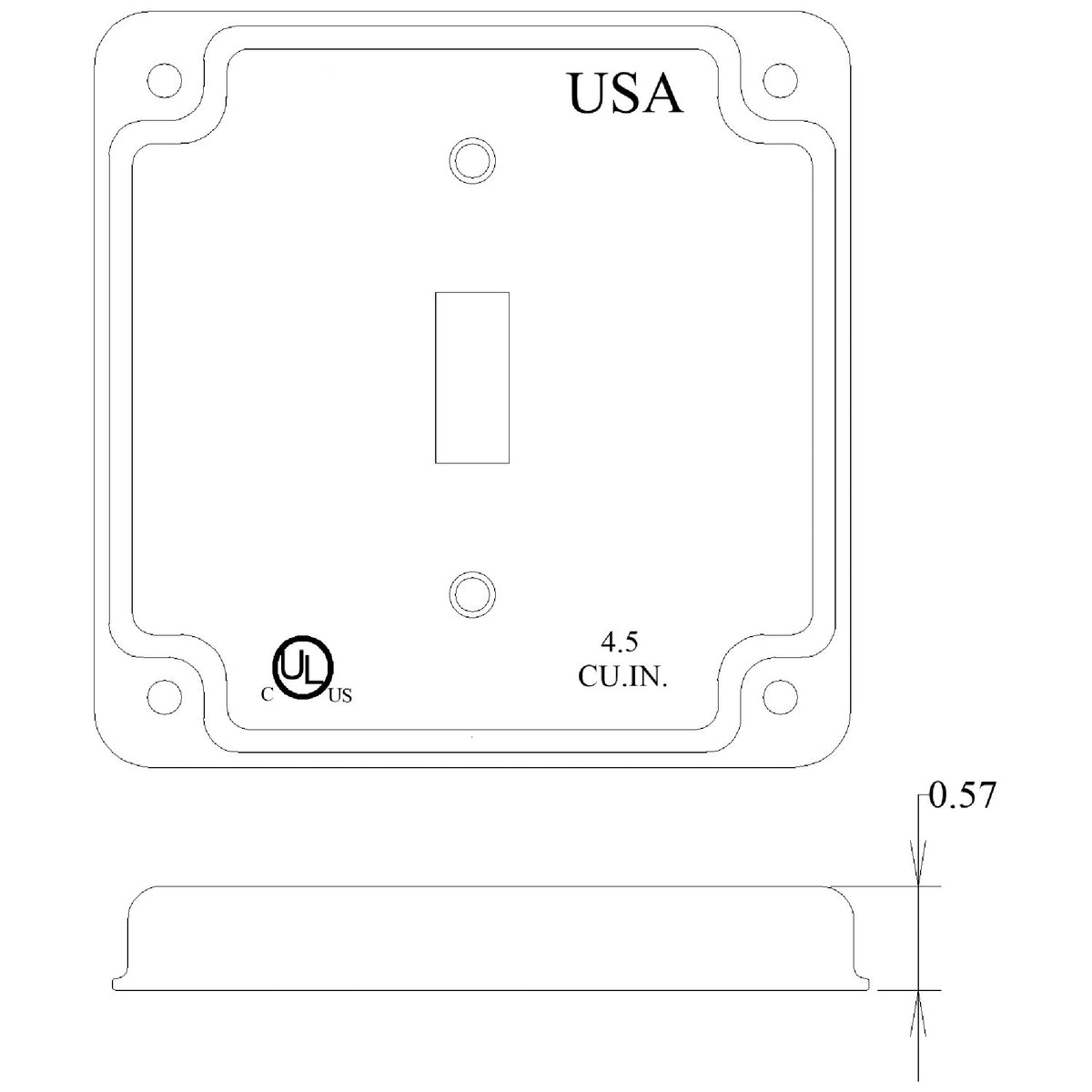 4 inch Square Galvanized Steel Toggle Switch Electrical Box Cover
