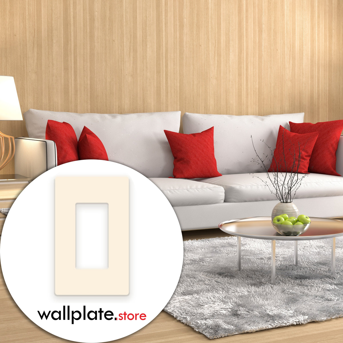 1-Gang Standard Screwless Plastic Wall Plate – 1 Decora/GFCI Opening – Light Almond