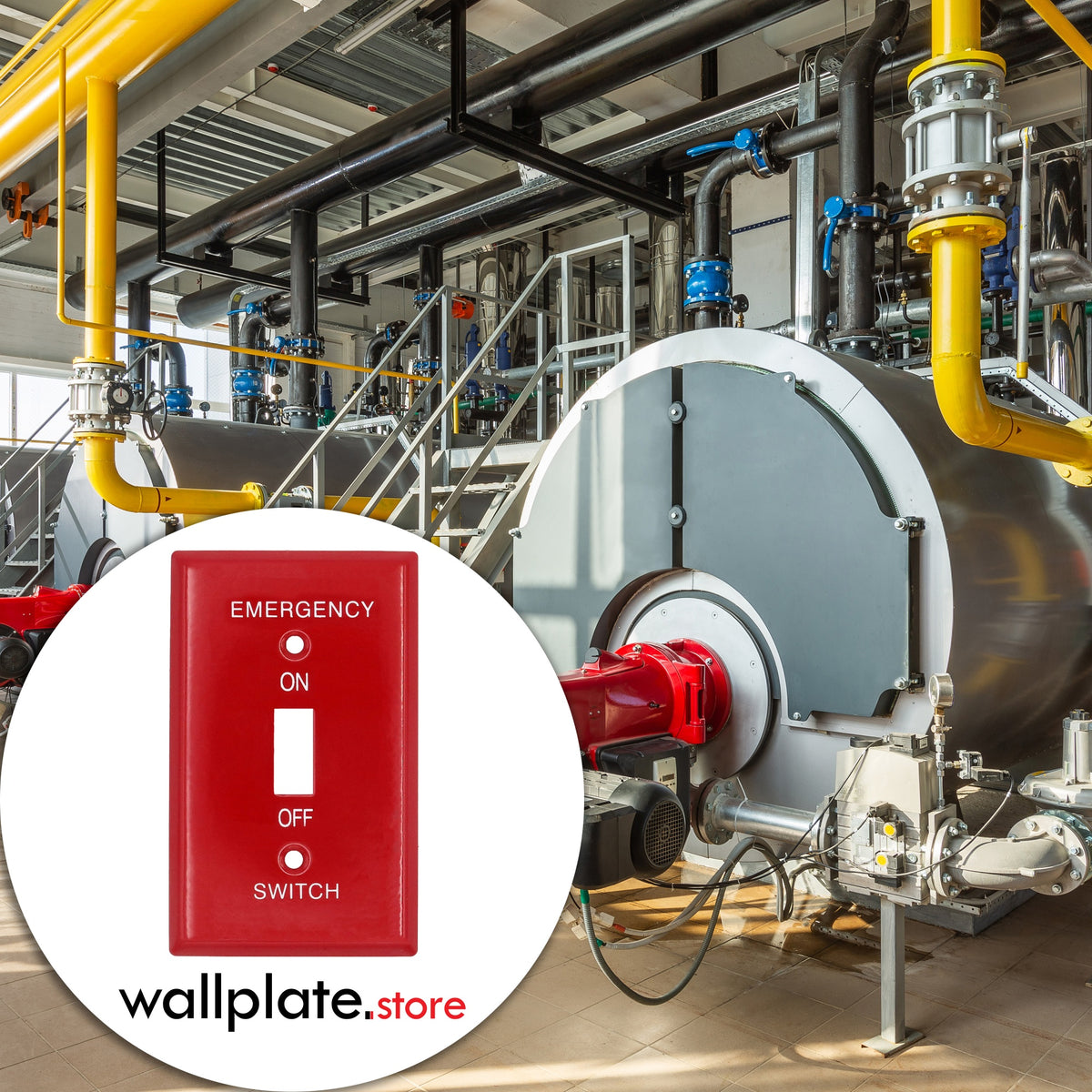 1-Gang Standard Emergency Metal Wall Plate – 1 Toggle Switch Opening – Red Semi-Gloss
