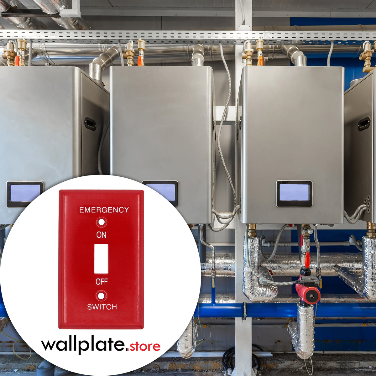 1-Gang Standard Emergency Metal Wall Plate – 1 Toggle Switch Opening – Red Semi-Gloss