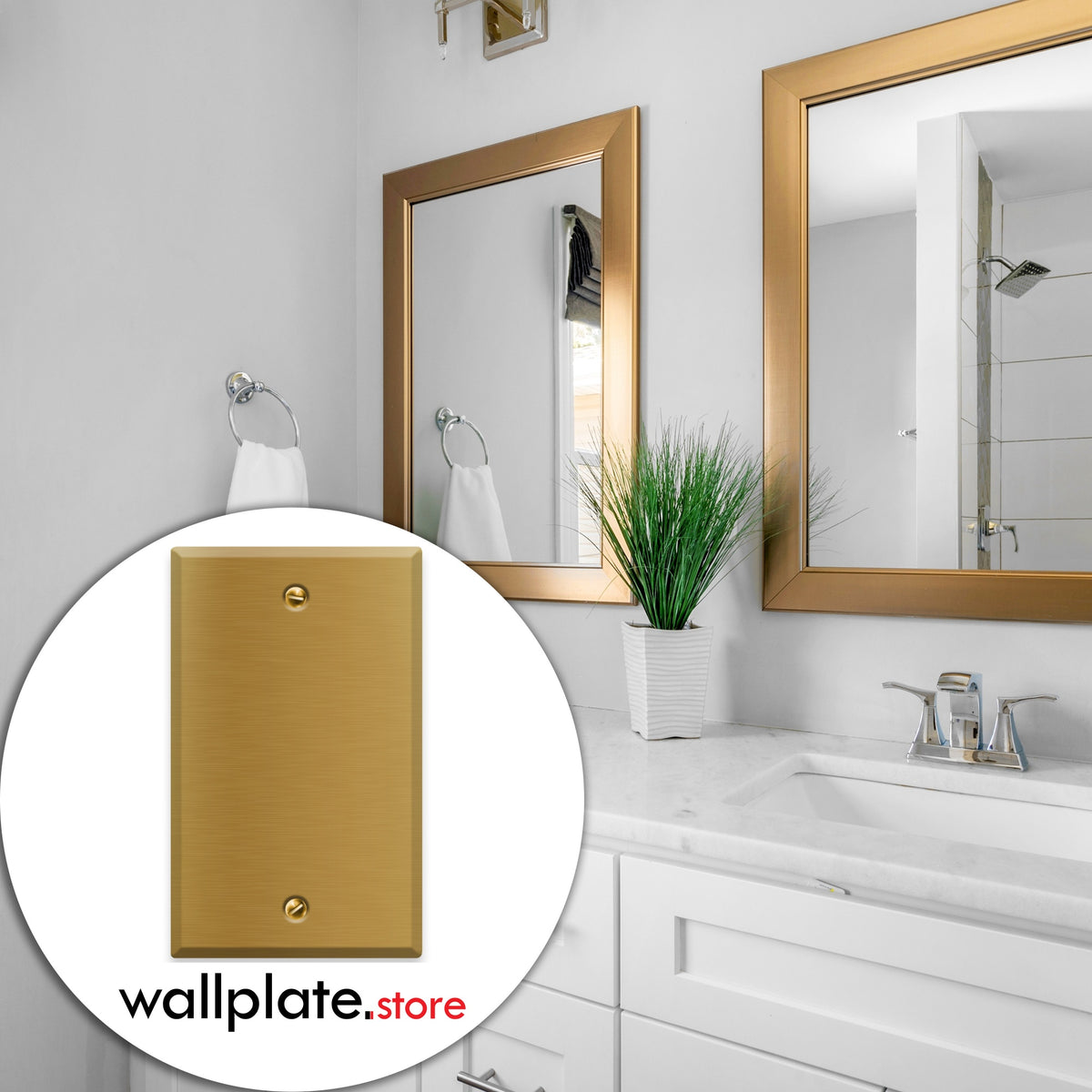 1-Gang Standard Blank Brass Wall Plate – Satin Brass