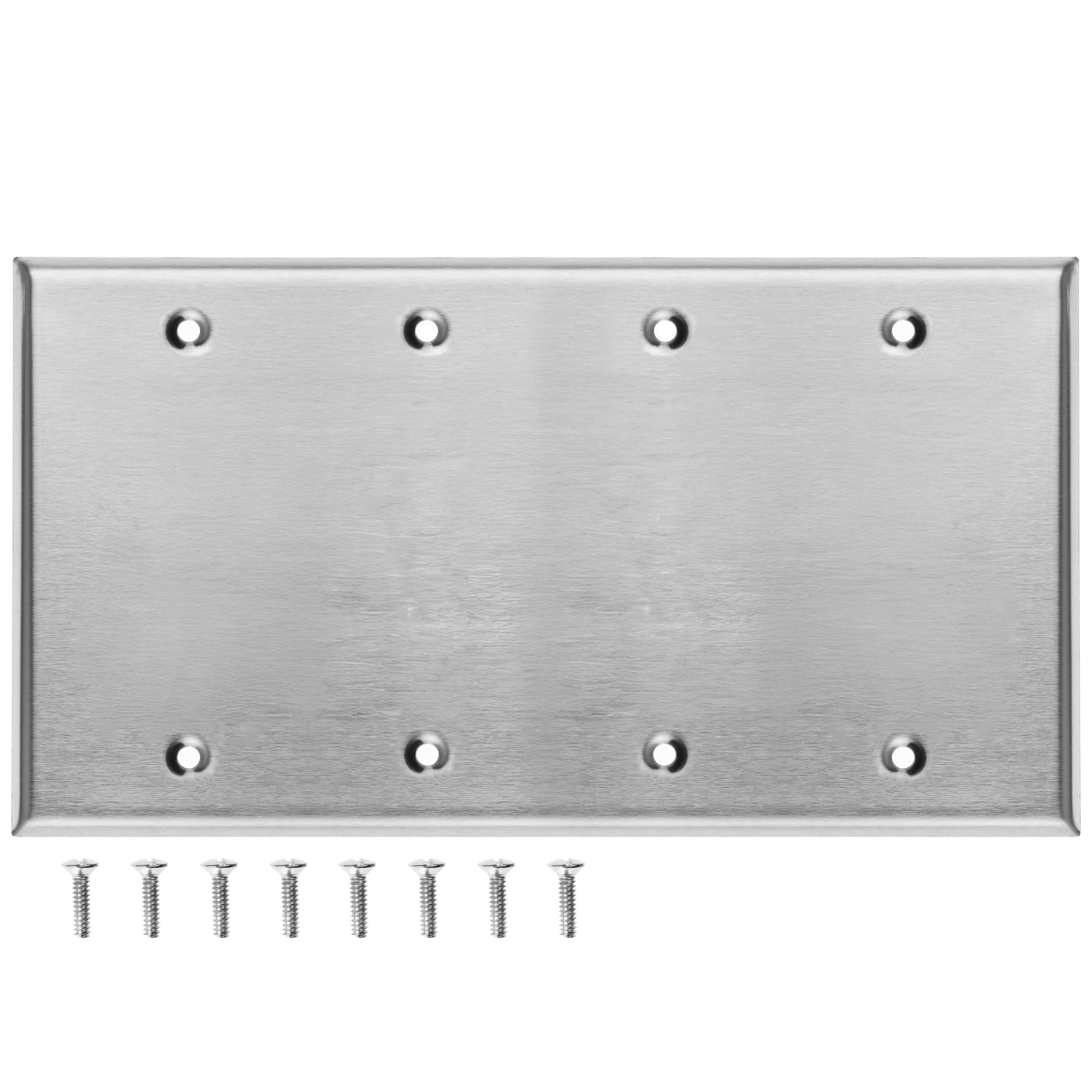 Stainless Steel Blank Wall Plate, 4 Gang Standard Size 4.50" x 8.19"