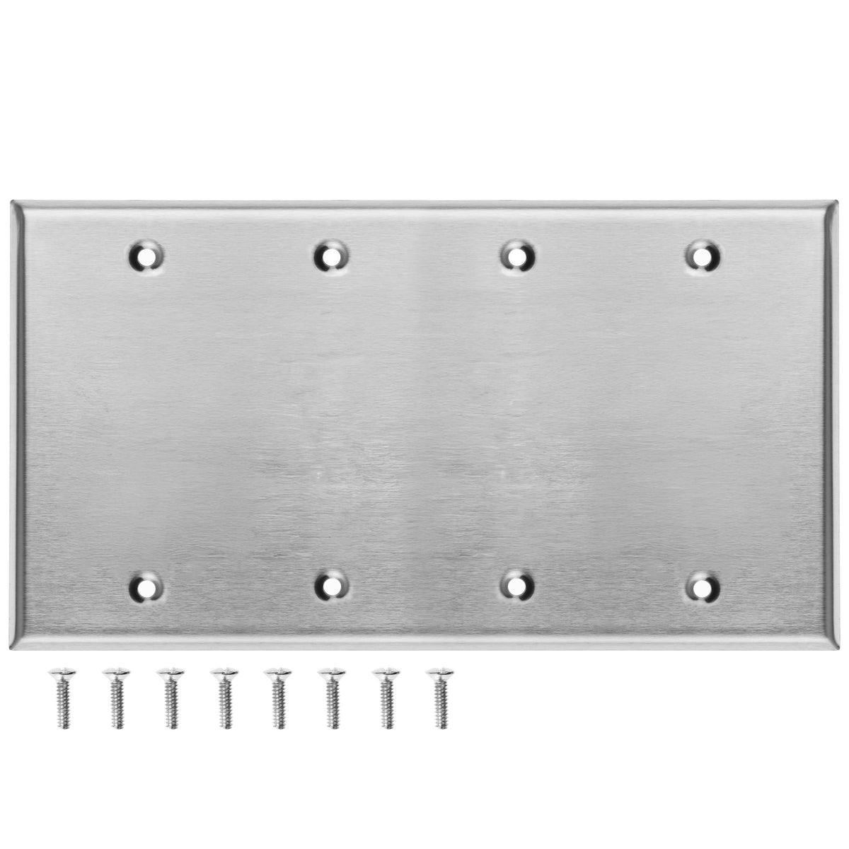 4-Gang Standard Blank Stainless Steel Wall Plate – Type 430 Satin