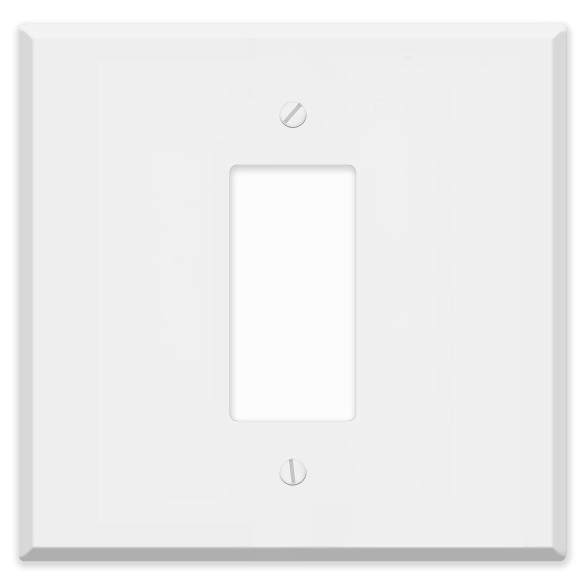 2-Gang Oversize Metal Wall Plate โ 1 Centered Decora/GFCI Opening โ White Semi-Gloss