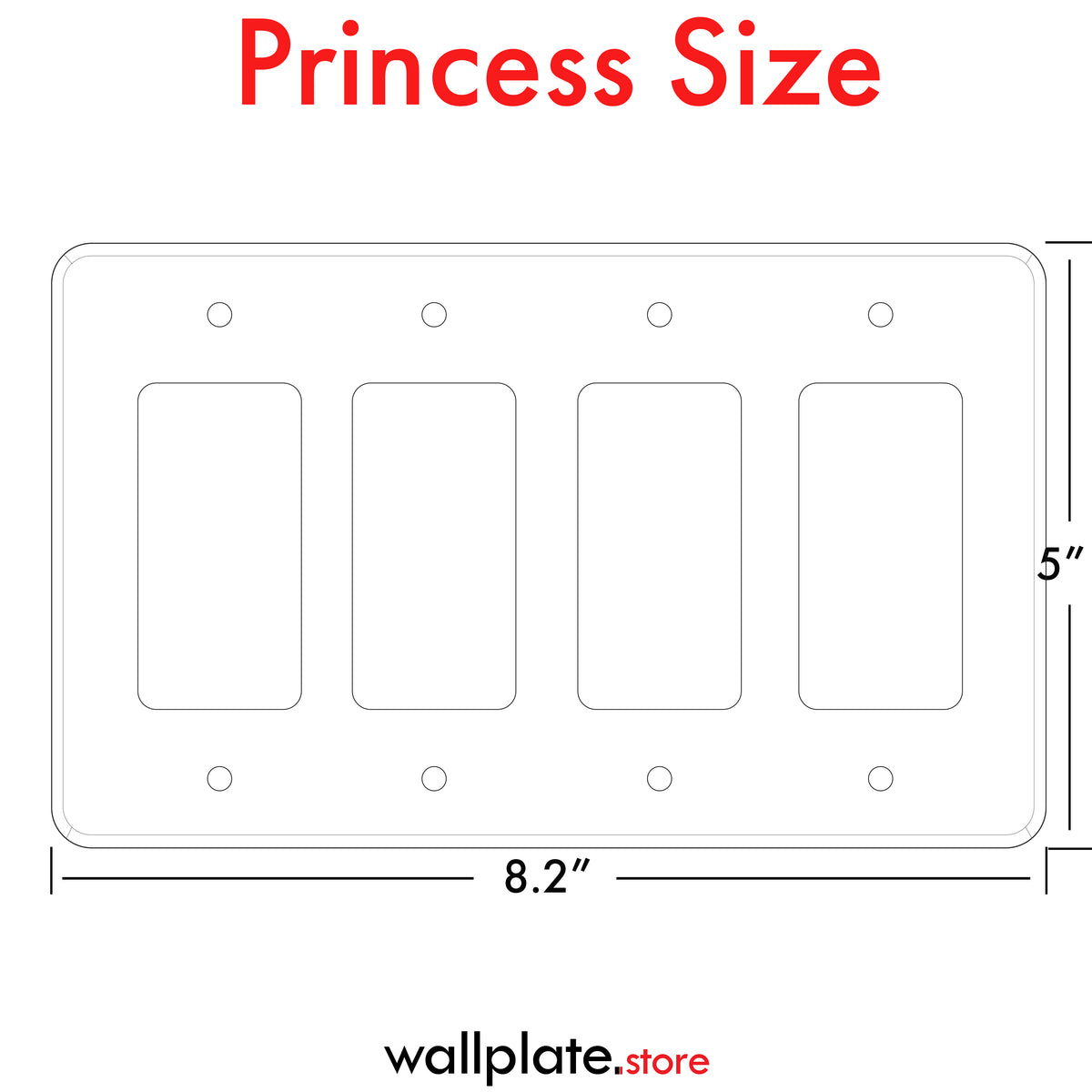 4 Gang Princess style Decora Switch Wall Plate Cover