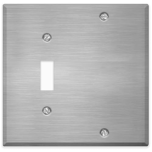 2-Gang Standard Stainless Steel Wall Plate – 1 Toggle Switch Opening + 1 Blank – Type 430 Satin