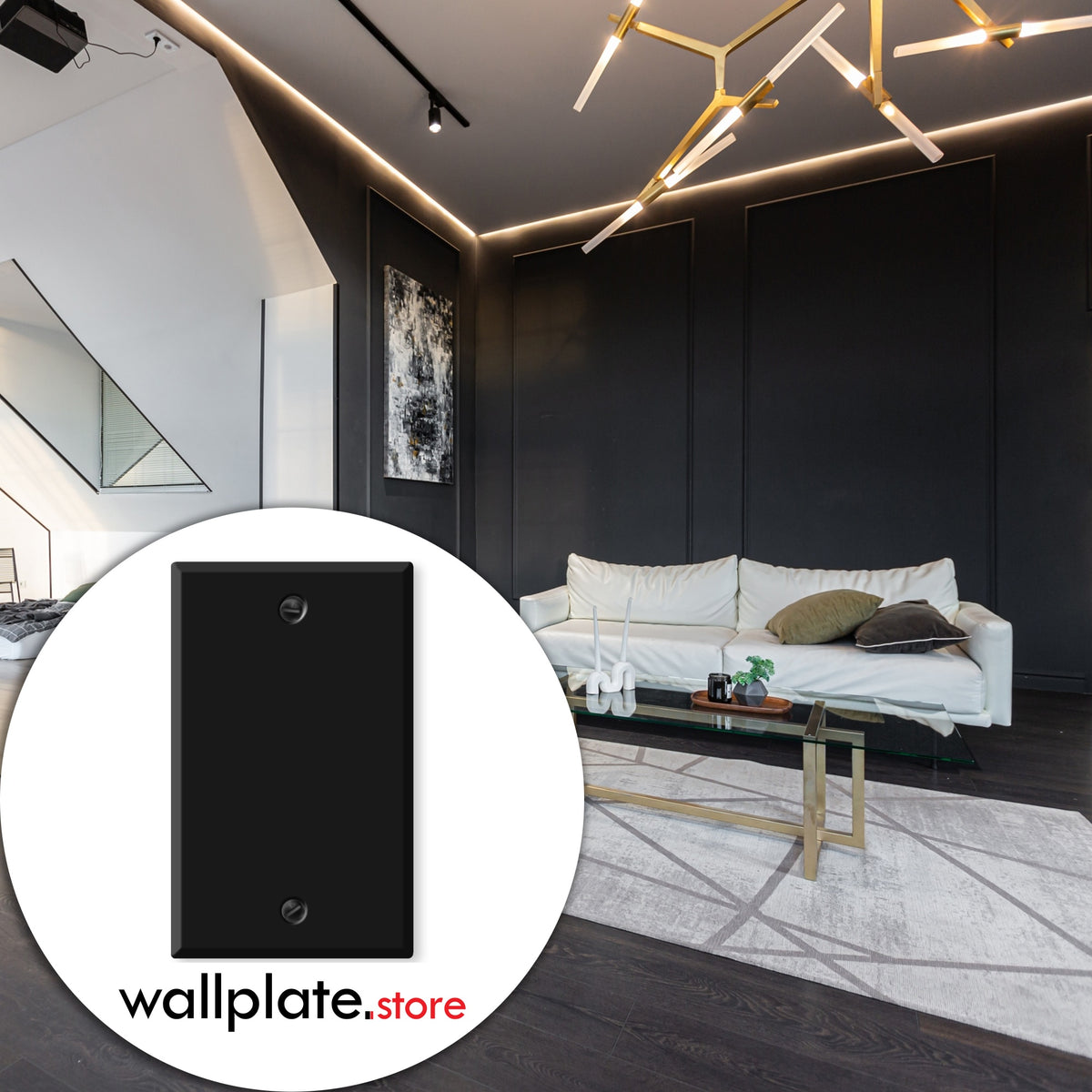 1-Gang Standard Blank Metal Wall Plate – Black Matte