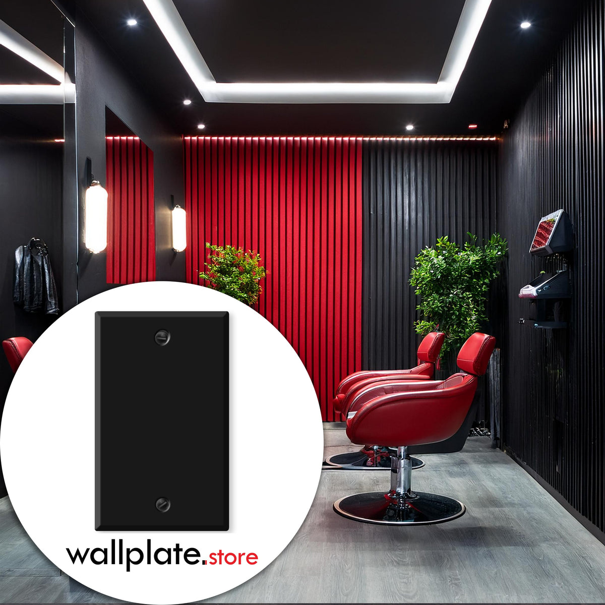 1-Gang Standard Blank Metal Wall Plate – Black Matte
