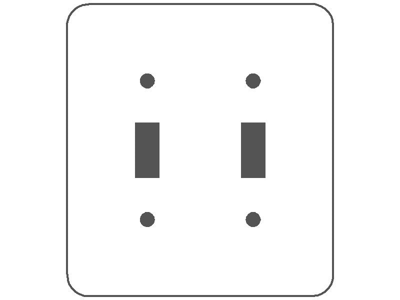 2 Gang Toggle, Princess Size, Painted Metal Wallplate - White