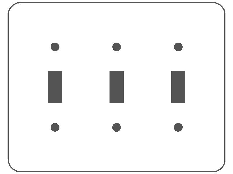 3 Gang Toggle, Princess Size, Painted Metal Wallplate - White