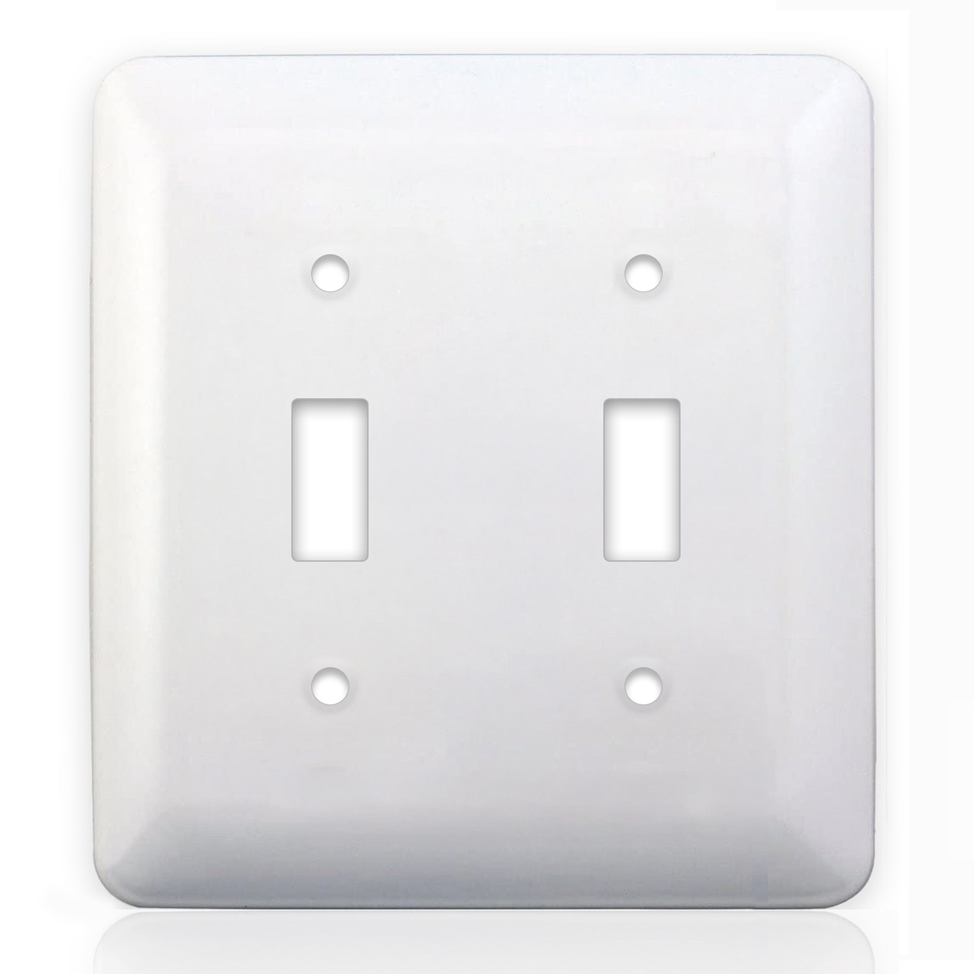 2 Gang Toggle, Princess Size, Painted Metal Wallplate - White