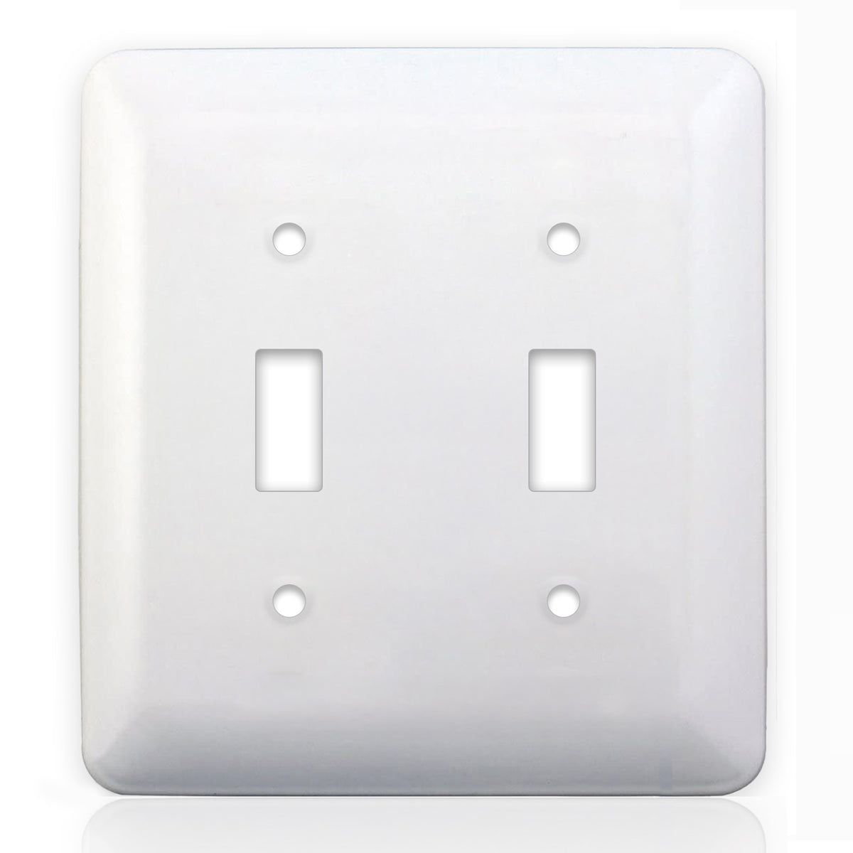 2-Gang Princess Size Metal Wall Plate โ 2 Toggle Switch Openings โ White Semi-Gloss