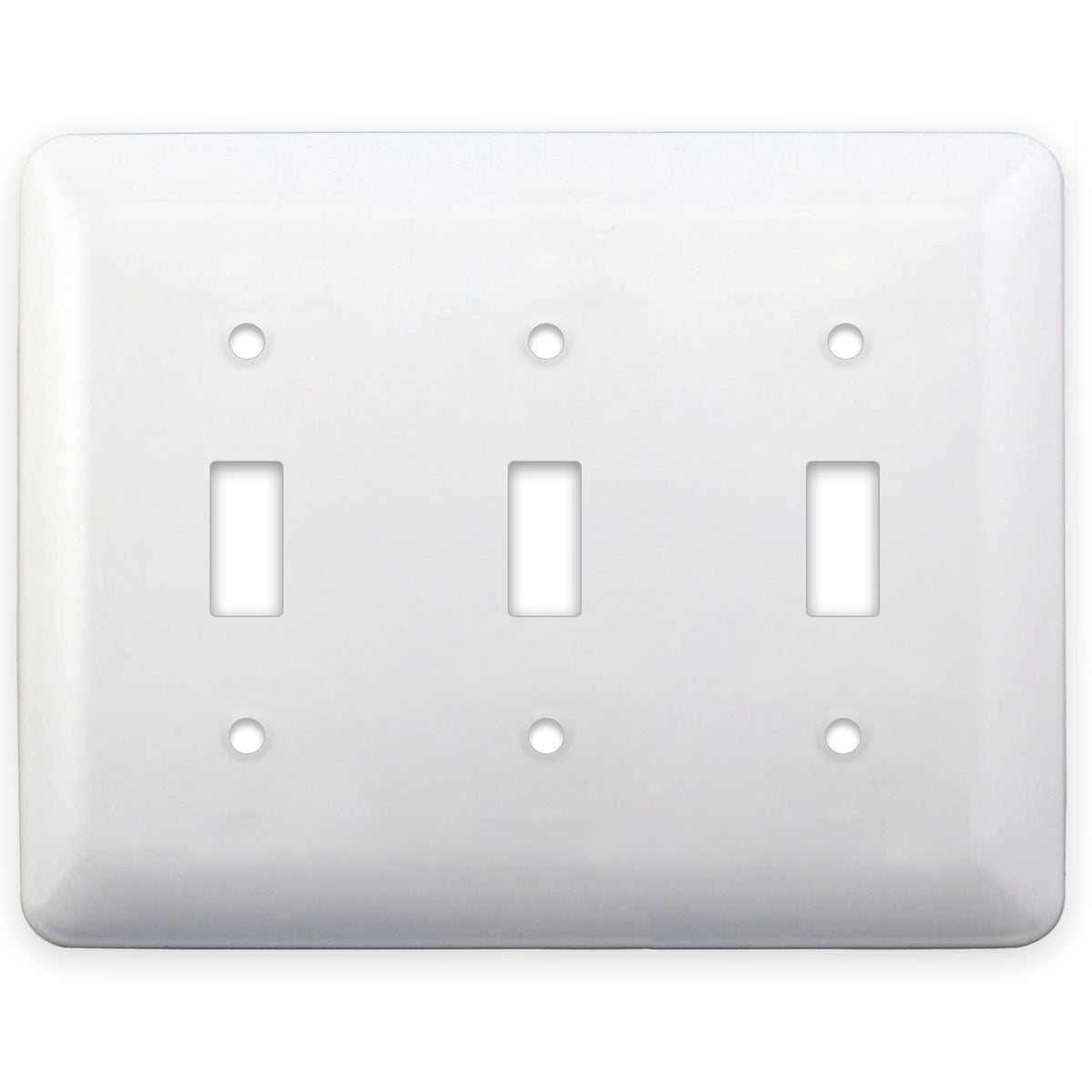 3-Gang Princess Size Metal Wall Plate – 3 Toggle Switch Openings – White Semi-Gloss