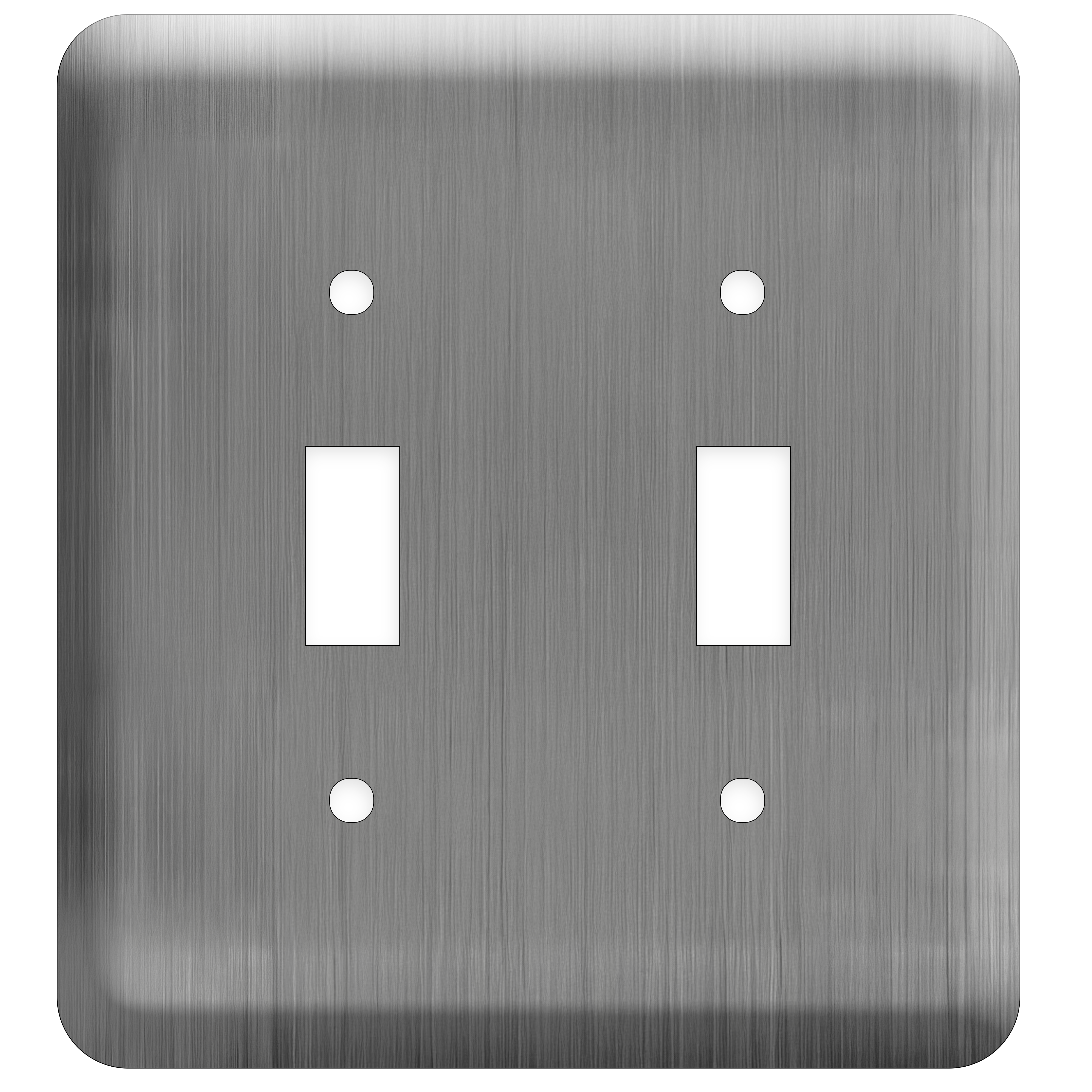 2 Gang toggle, Princess size, metallic finish wallplate