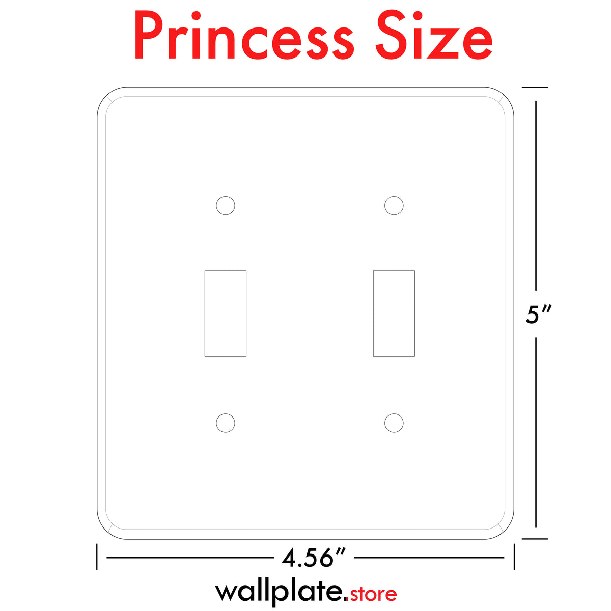 2-Gang Princess Stainless Steel Wall Plate โ 2 Toggle Switch Openings โ Type 430 Satin