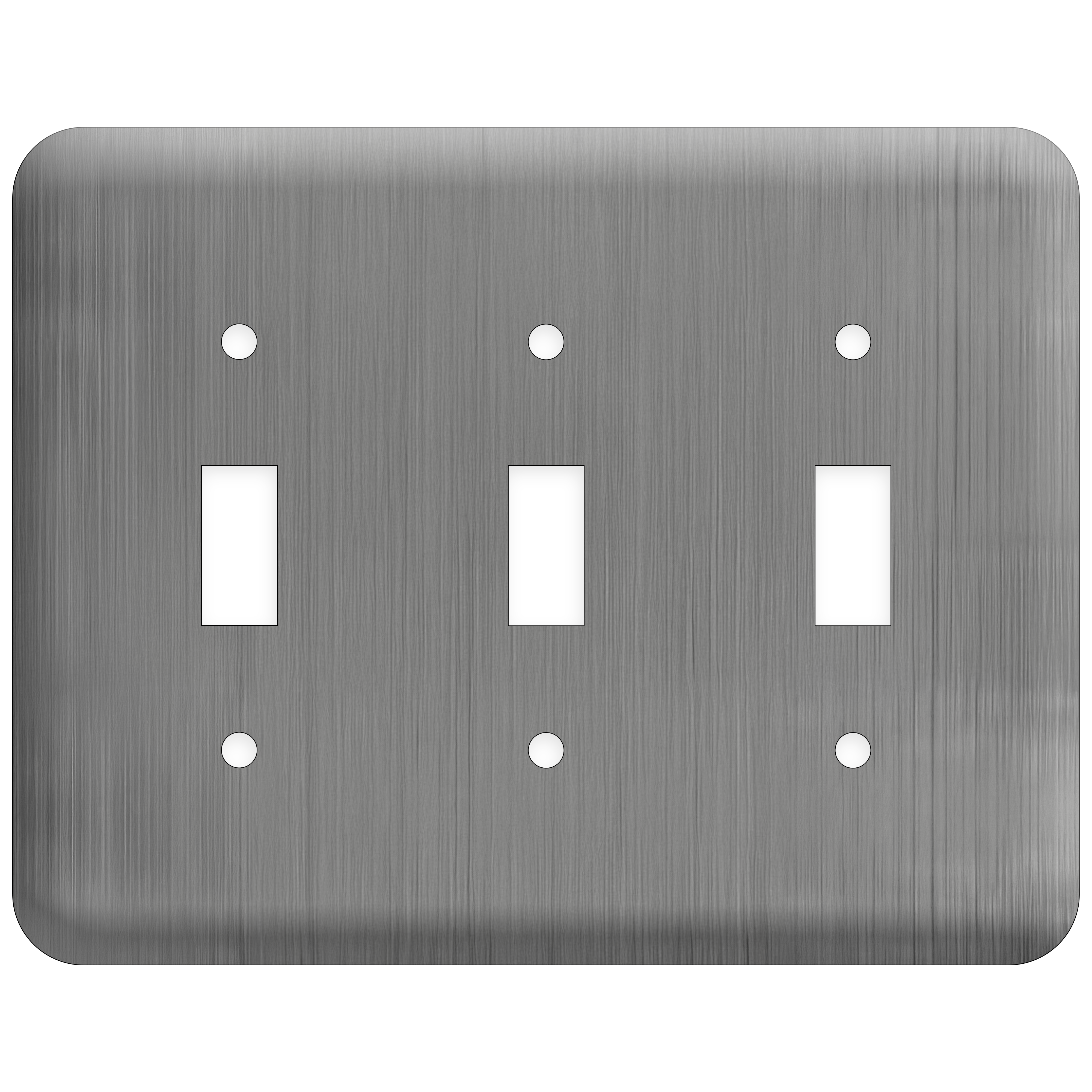 3 Gang toggle, Princess size, metallic finish wallplate