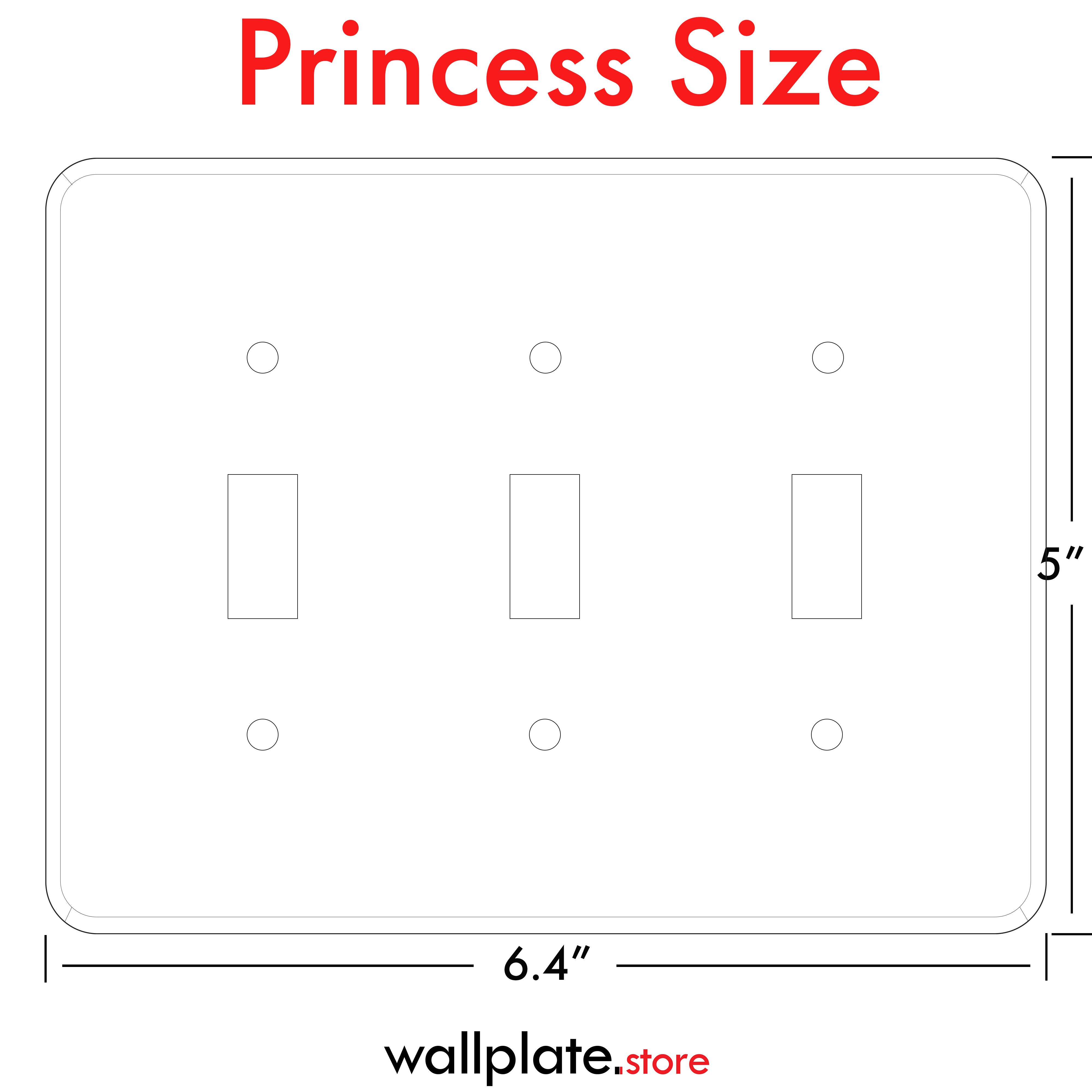 3 Gang toggle, Princess size, metallic finish wallplate