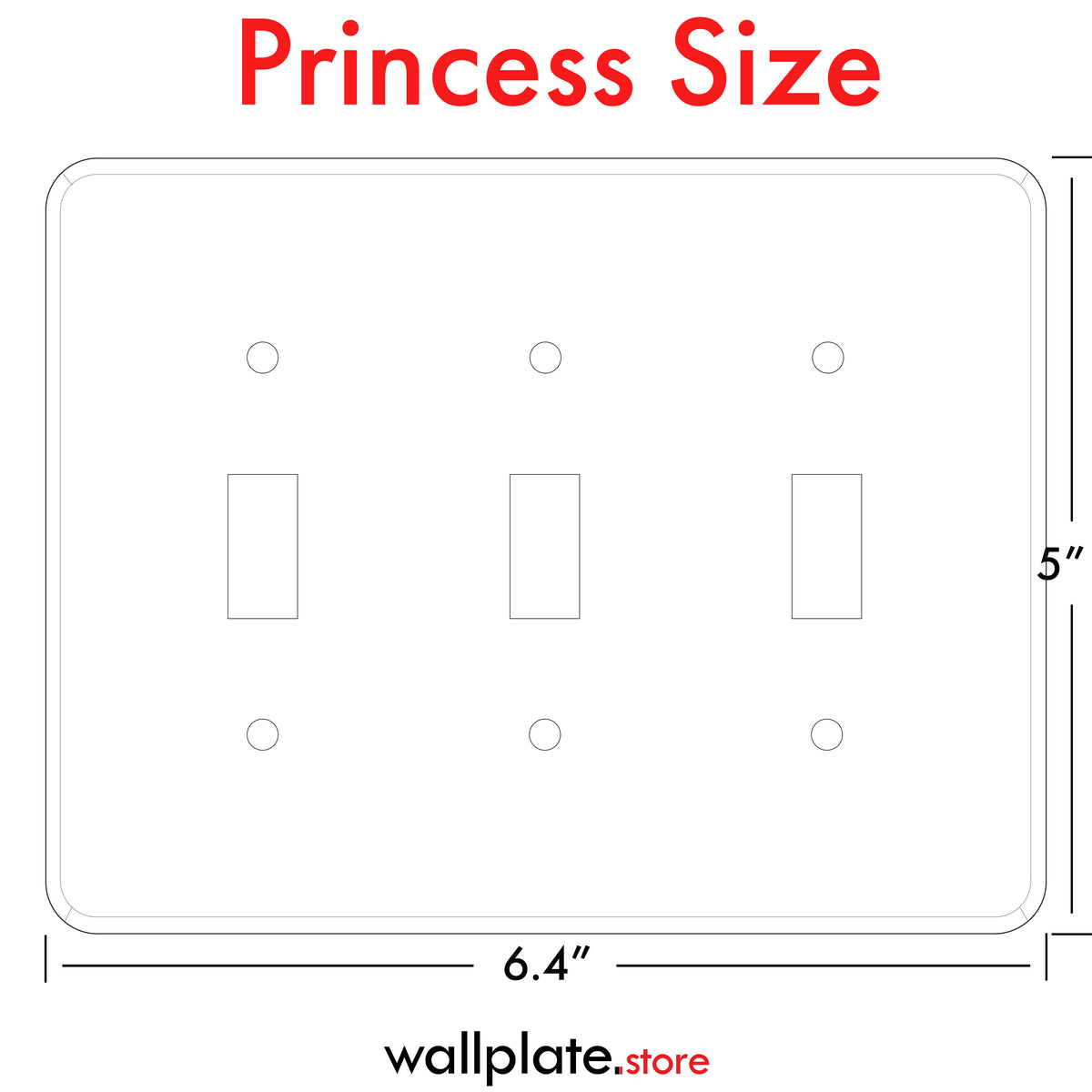 3-Gang Princess Stainless Steel Wall Plate – 3 Toggle Switch Openings – Type 430 Satin