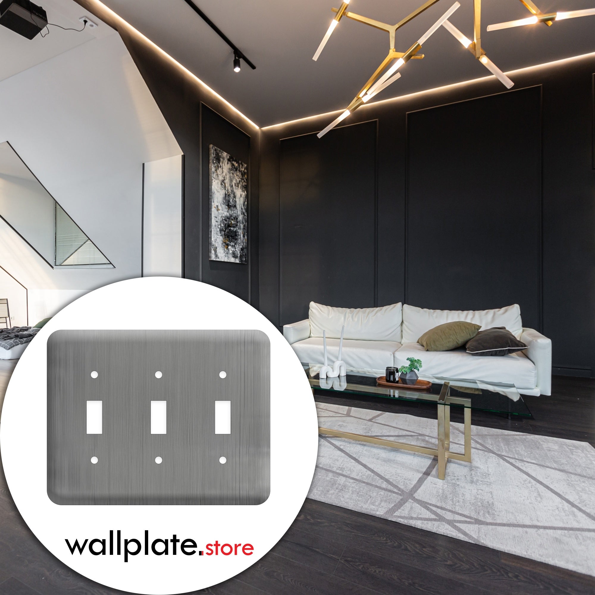 3 Gang toggle, Princess Size, Stainless Steel Metallic Finish Wallplate