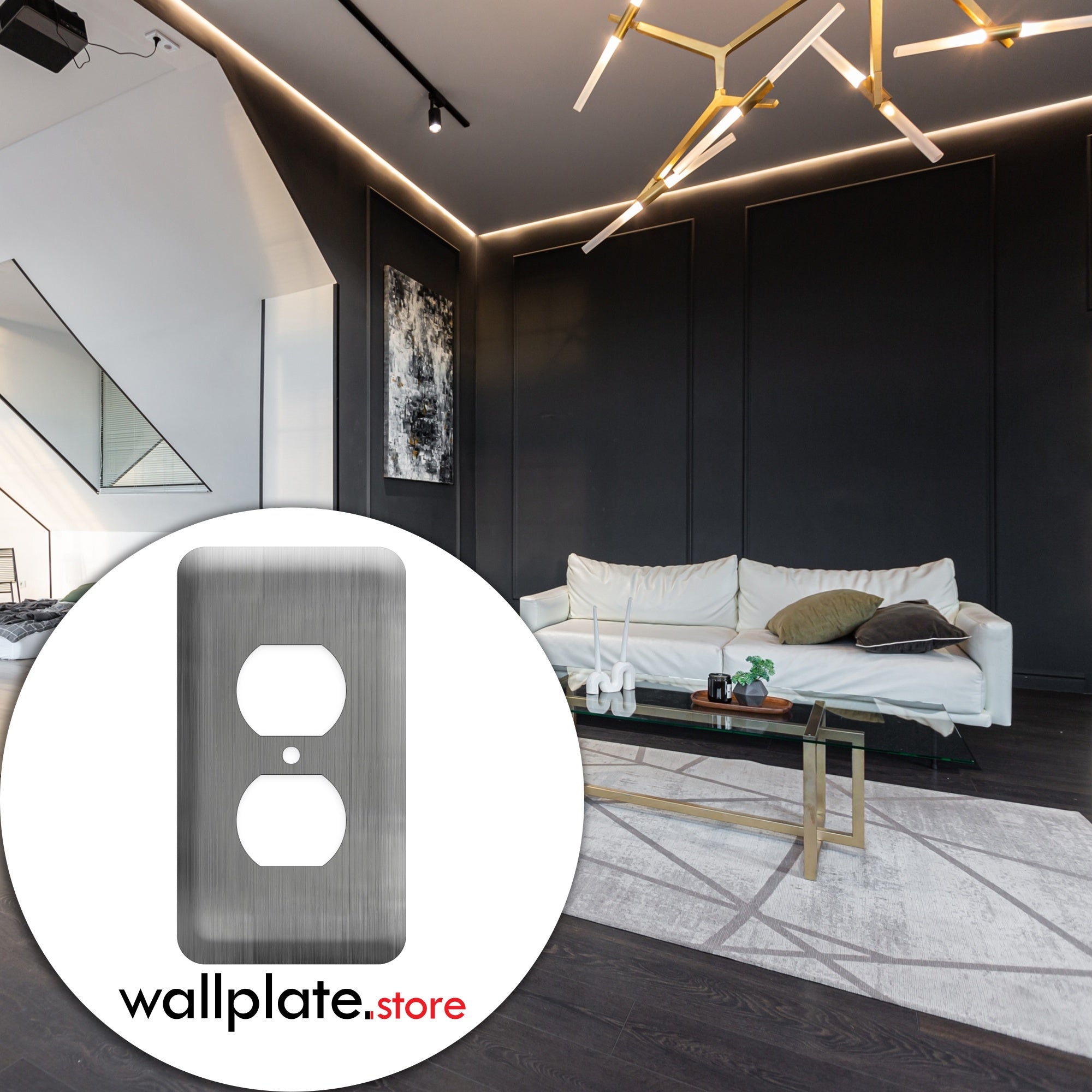 1 Gang Duplex Receptacle, Princess Size, Metallic Finish Stainless Steel Wallplate